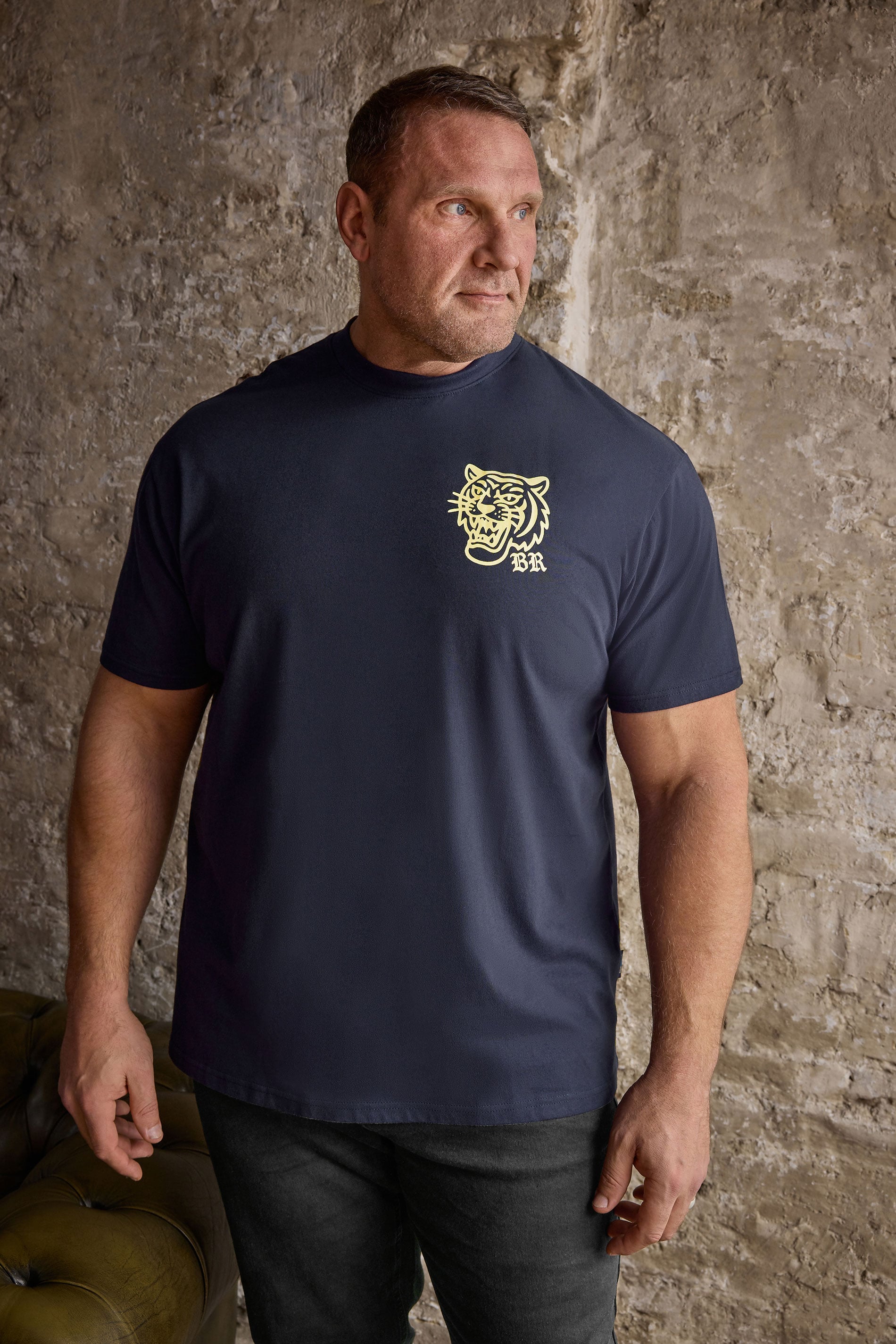 BadRhino Big & Tall Navy Blue Tiger Graphic T-Shirt | BadRhino 3
