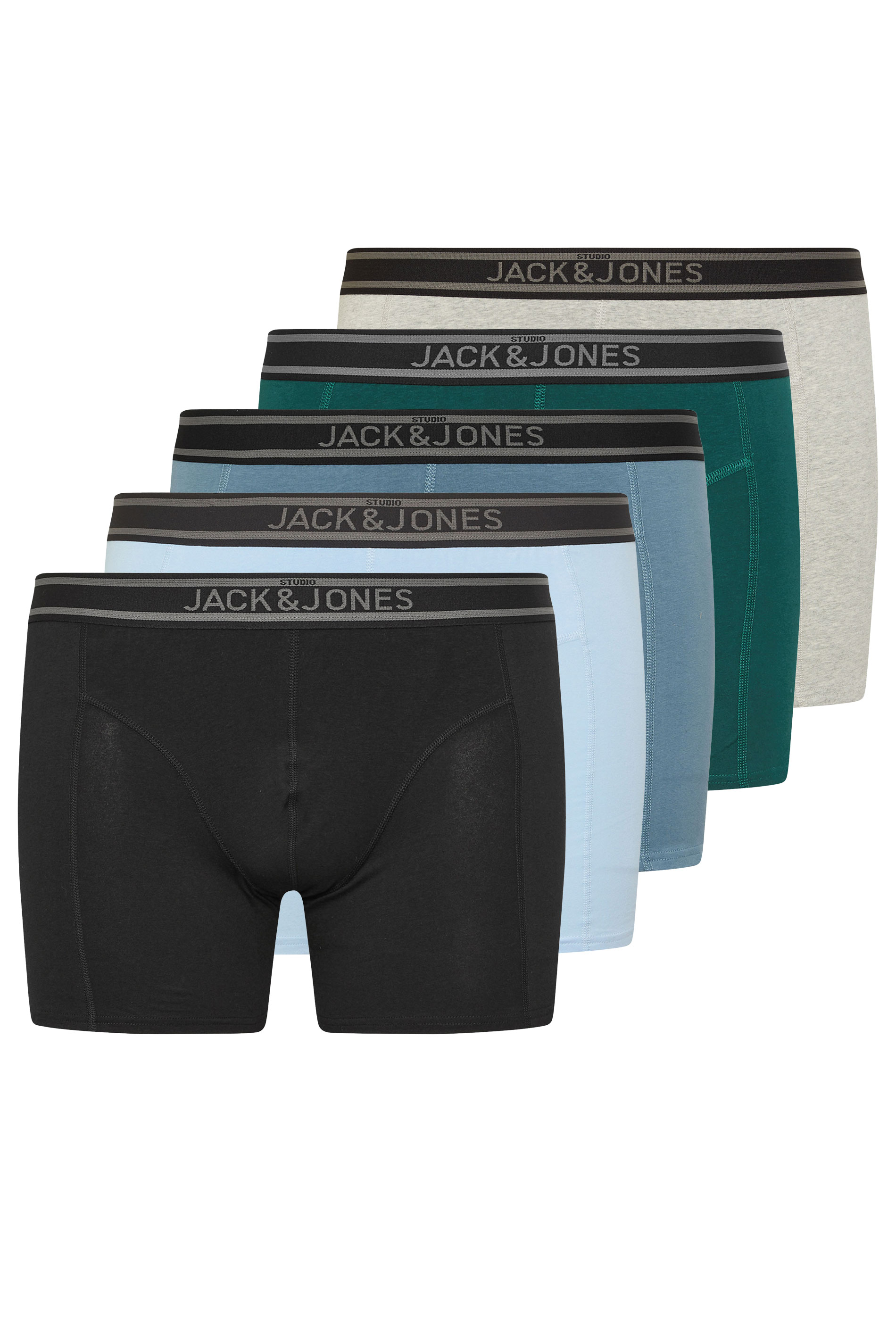 JACK & JONES Big & Tall 5 PACK Blue & Black Boxers | BadRhino 4