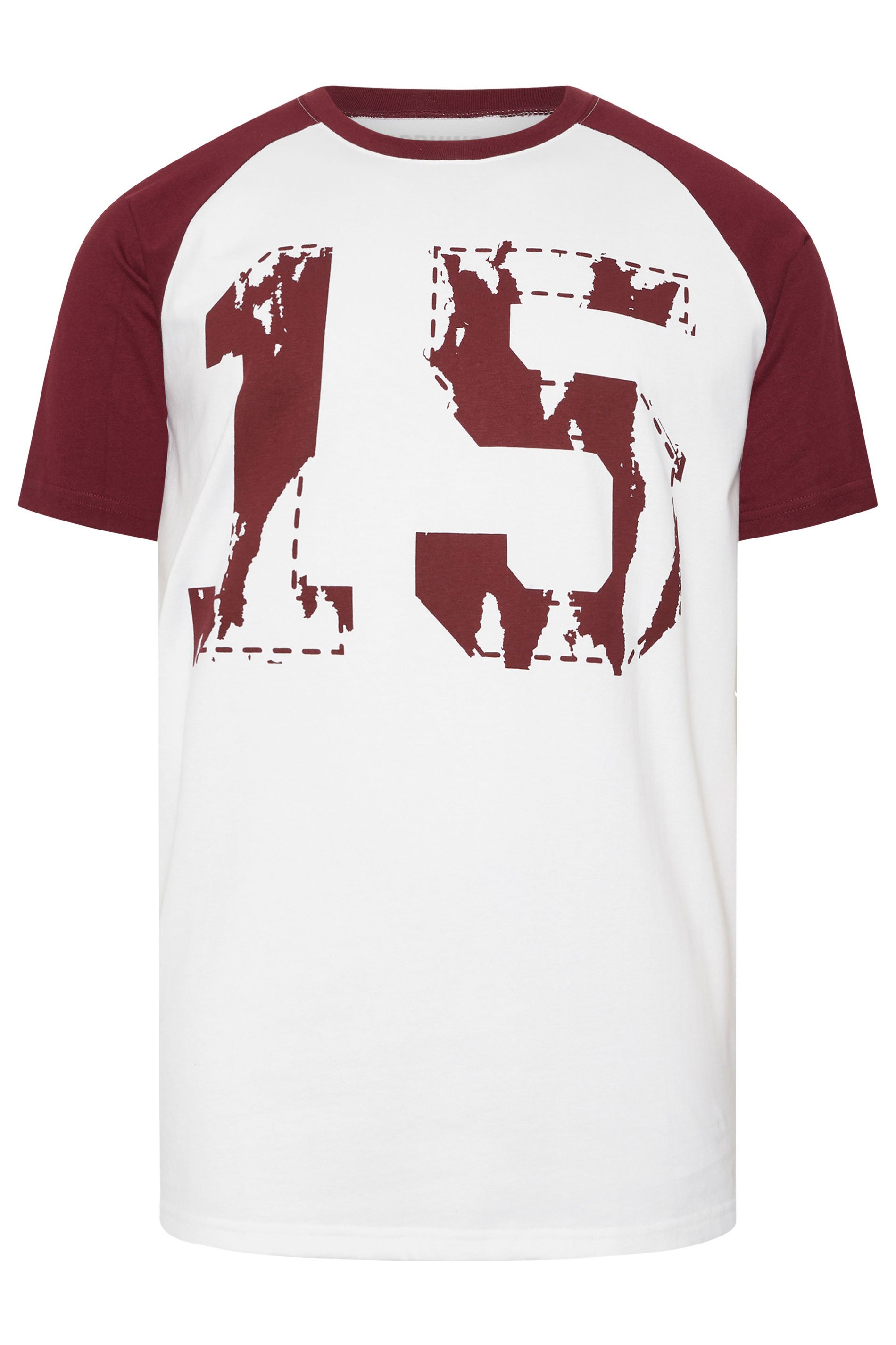 BadRhino Big & Tall Red & White 15 Raglan Football T-Shirt | BadRhino 1