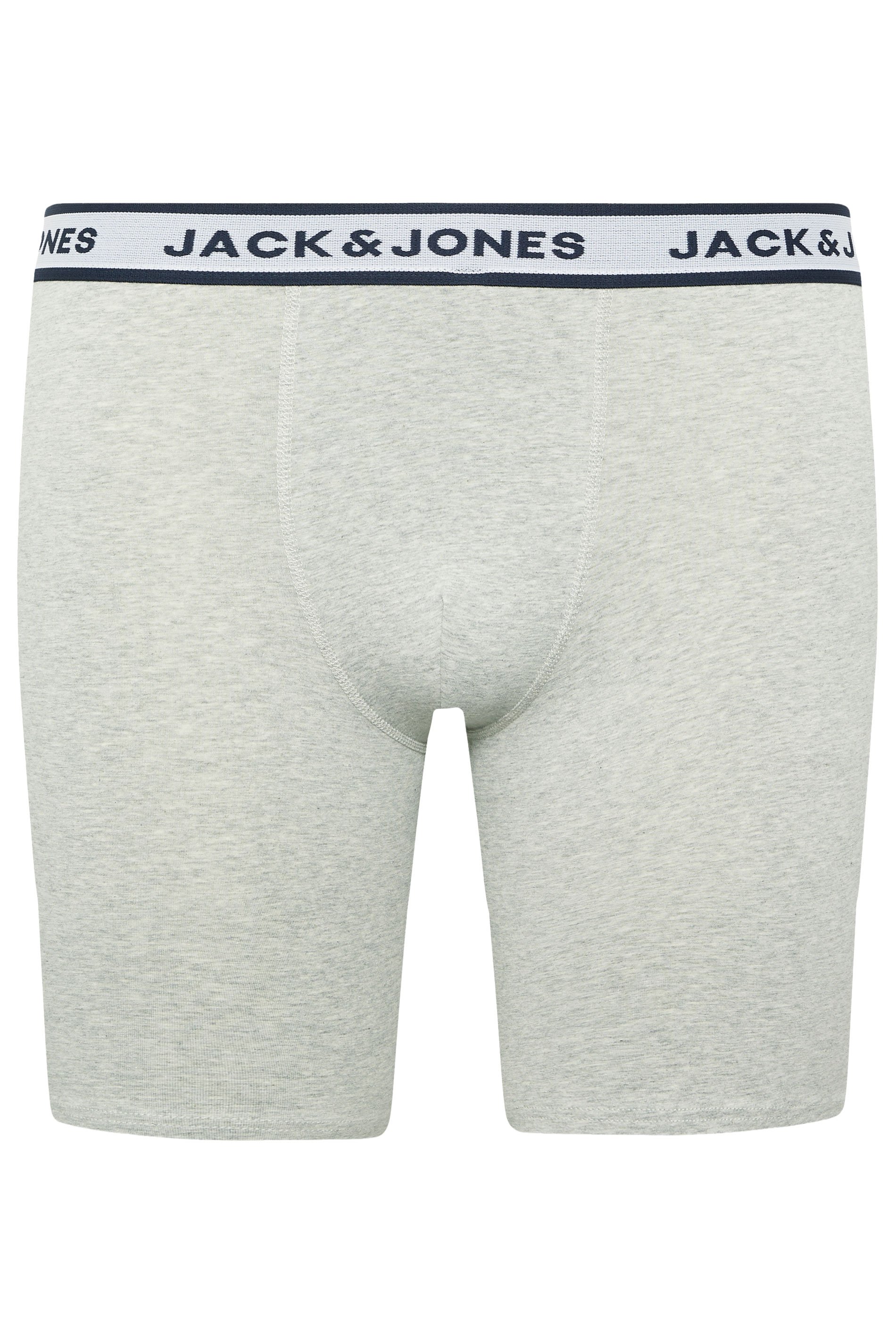JACK & JONES Big & Tall 3 Pack White/Grey/Navy Blue Boxers | BadRhino 5
