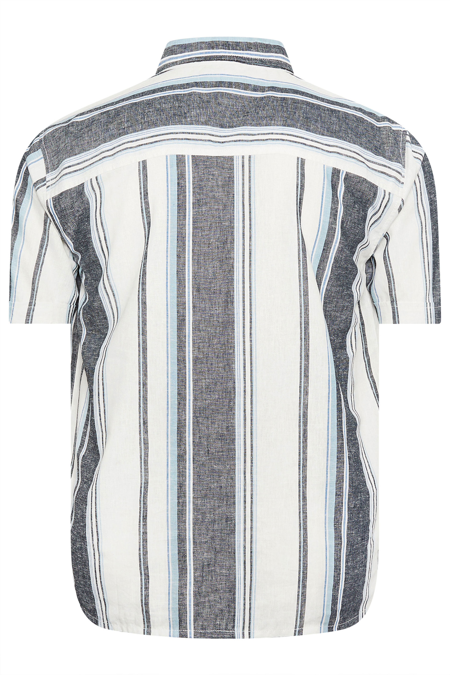 BadRhino Big & Tall Blue Striped Short Sleeve Linen Shirt | BadRhino 6