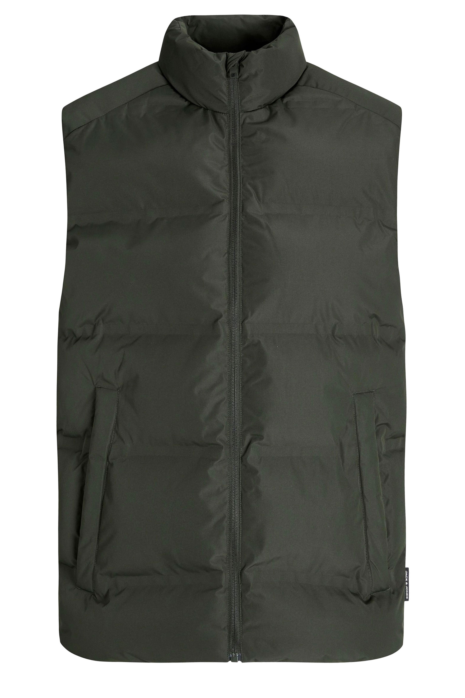JACK & JONES Big & Tall Rosin Green Collared Puffer Bodywarmer | BadRhino 3