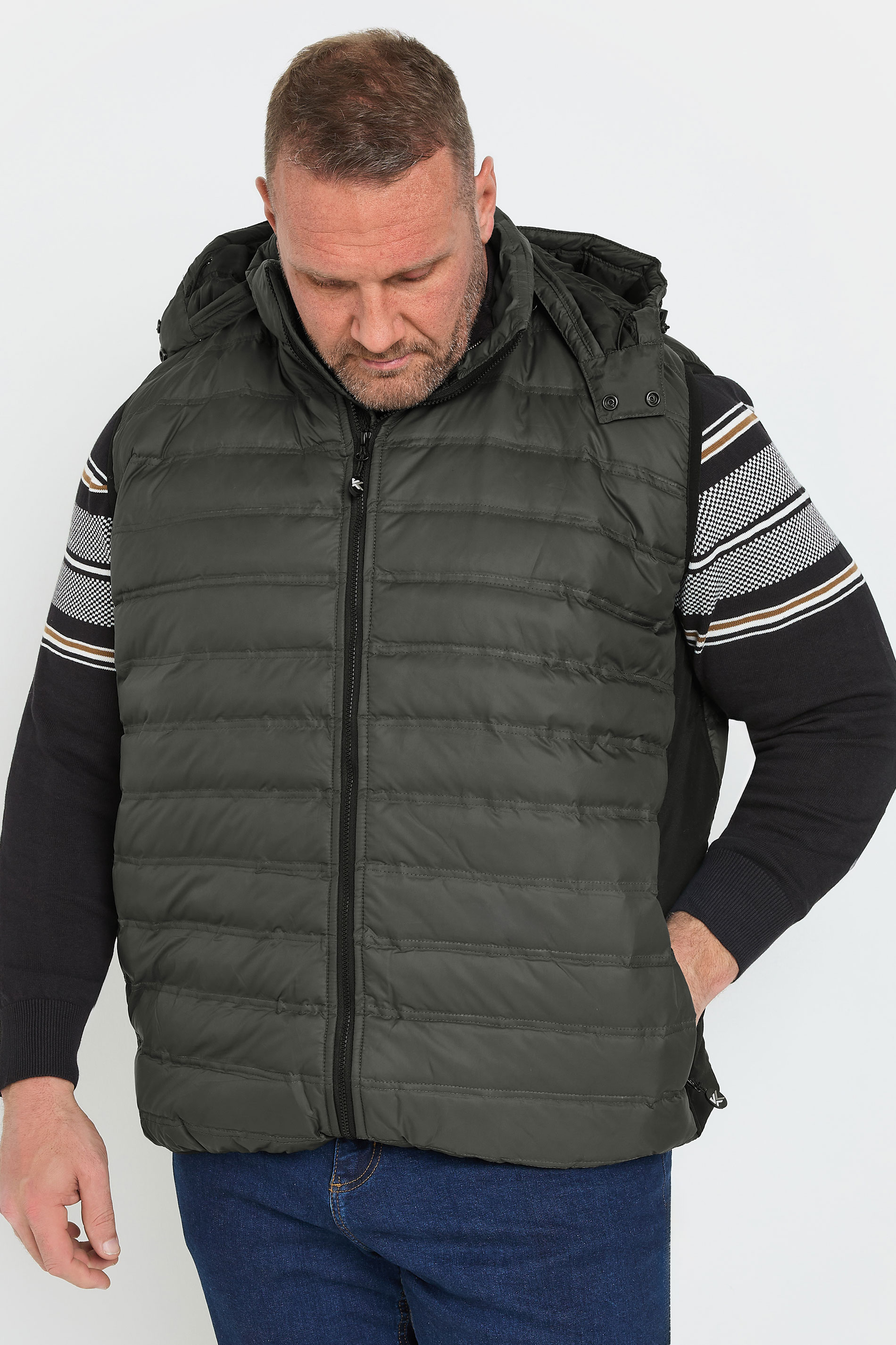 KAM Big & Tall Slate Grey Quilted Gilet | BadRhino 1