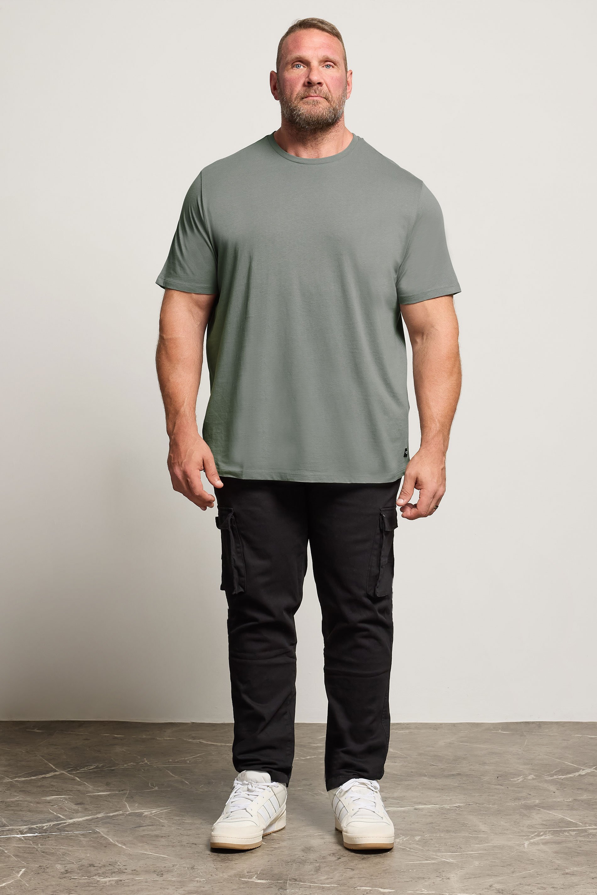 JACK & JONES Big & Tall Sage Grey Basic T-Shirt | BadRhino 2