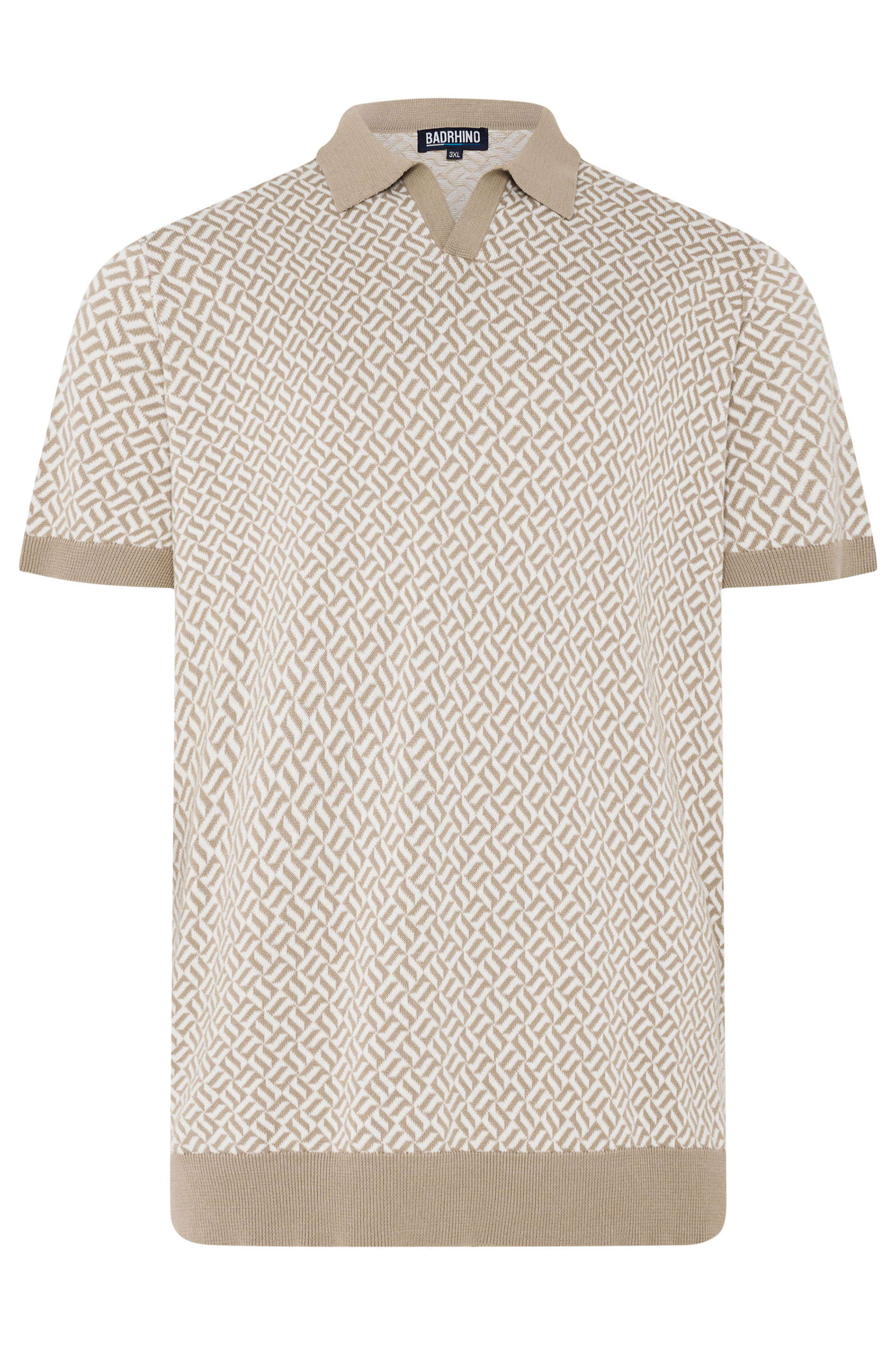 BadRhino Big & Tall Stone Brown Pattern Knitted Trophy Polo | BadRhino 6