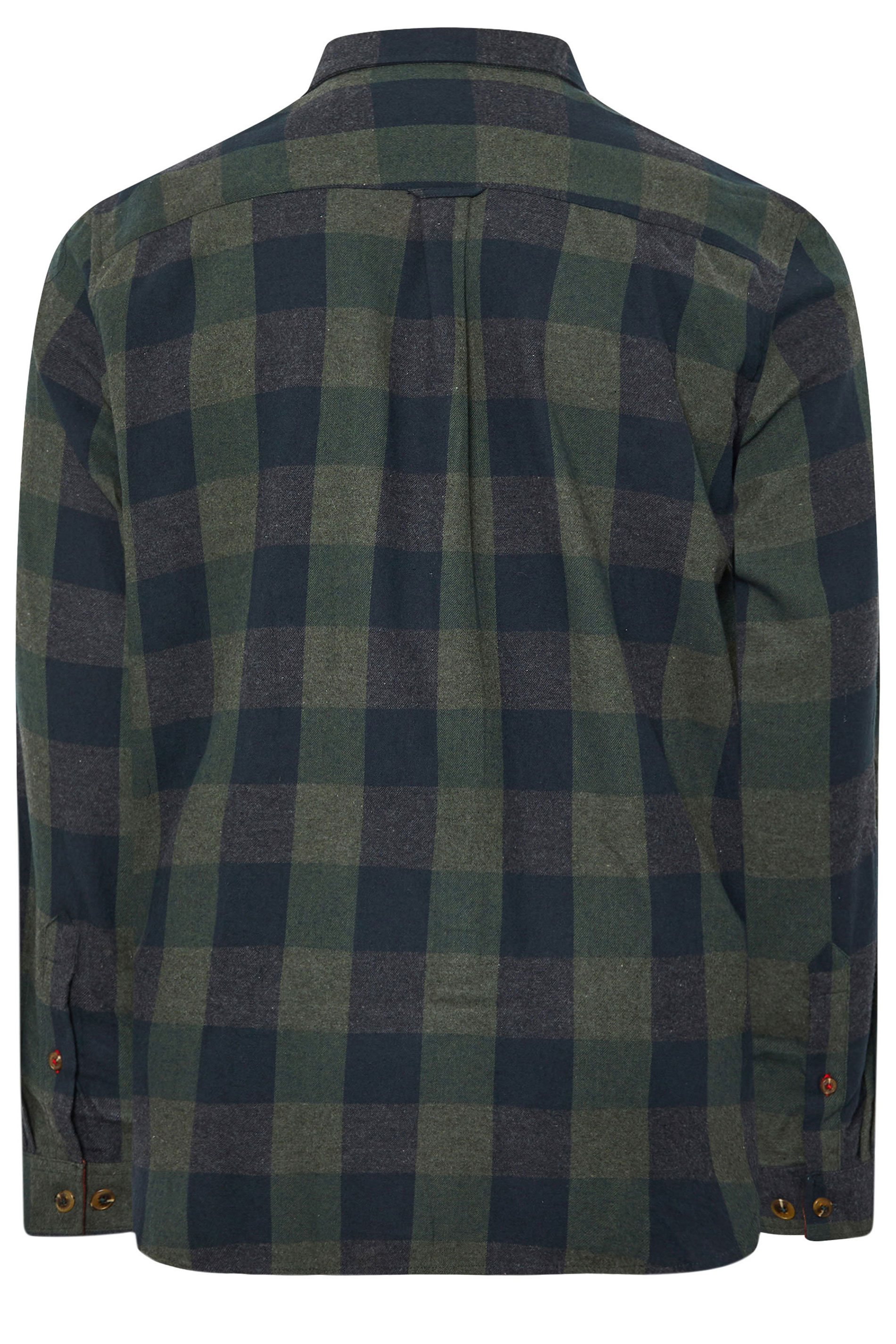 D555 Big & Tall Green Check Print Overshirt | BadRhino 4