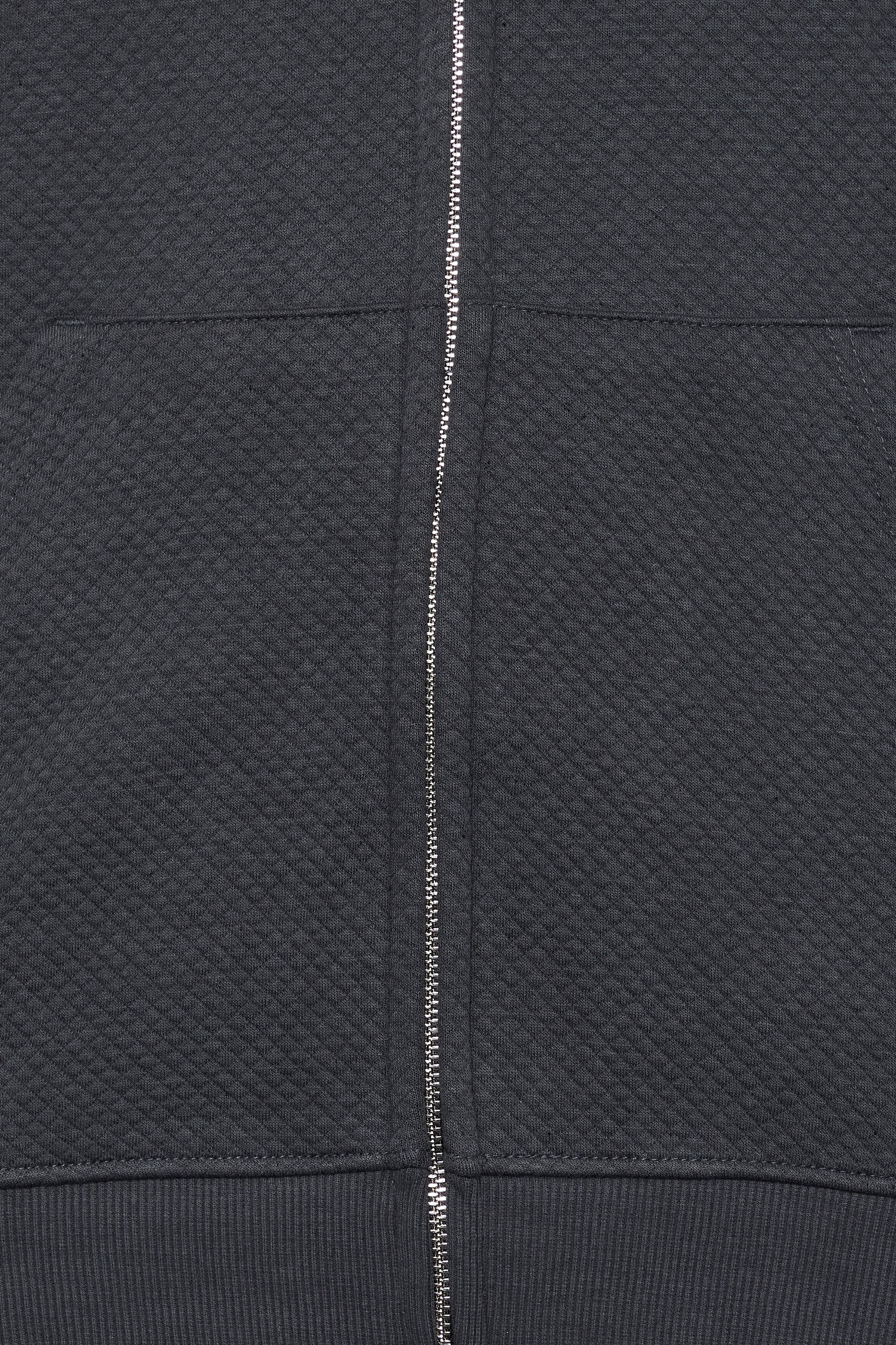 BadRhino Big & Tall Grey Zip Through Diamond Quilted Hoodie | BadRhino 5