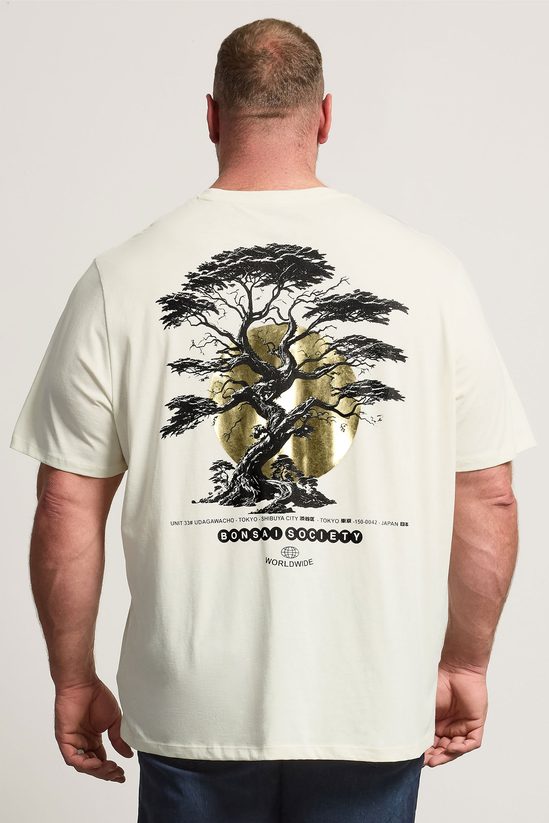 JACK & JONES Big & Tall Natural Brown Back Print T-Shirt | BadRhino 3