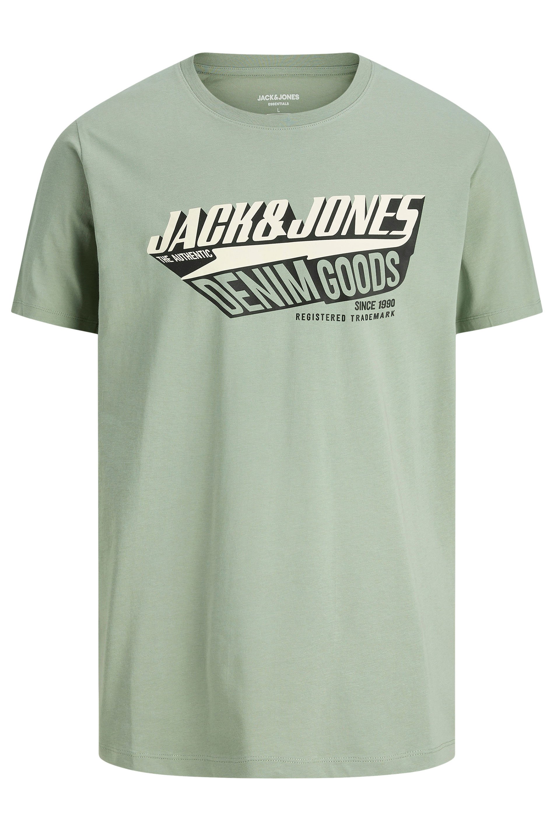 JACK & JONES Big & Tall Iceberg Green Logo Chest Print T-Shirt | BadRhino 3
