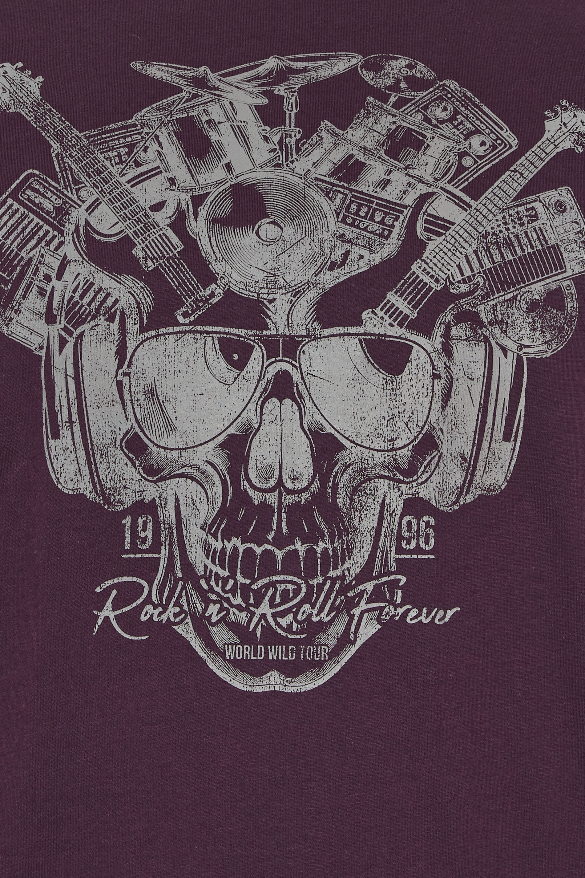 D555 Big & Tall Burgundy Red 'Rock N Roll Forever' Graphic Print T-Shirt | BadRhino 5