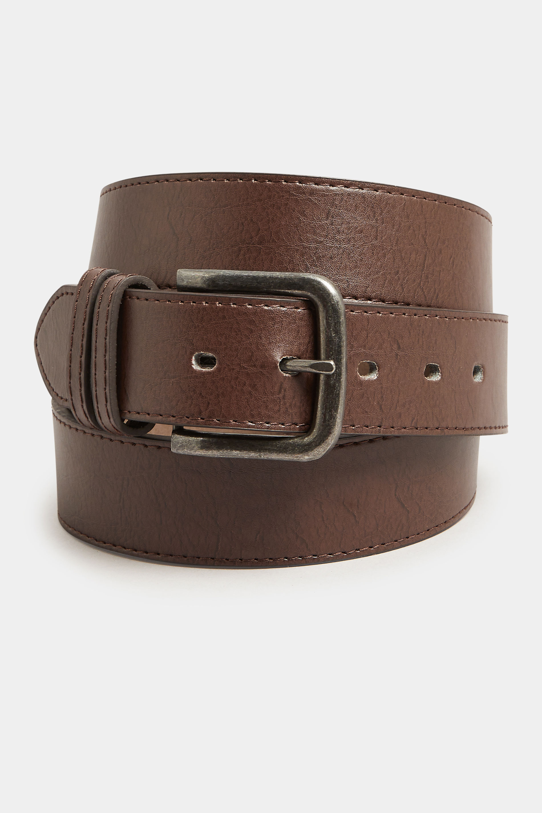 D555 Brown & Silver Bonded Leather Belt | D555 2