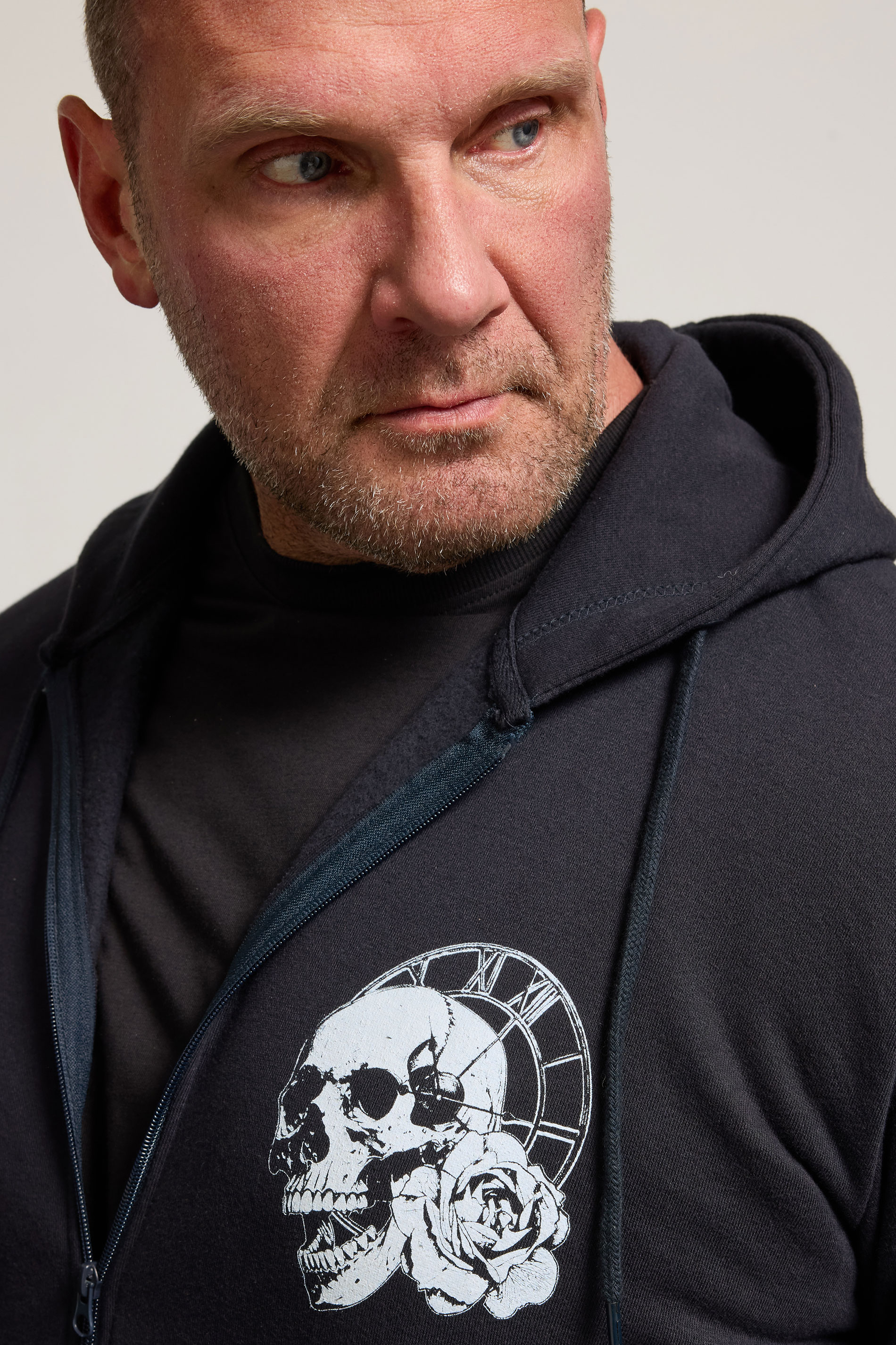 BadRhino Big & Tall Black Japanese 'Samurai' Zip Through Hoodie | BadRhino 4