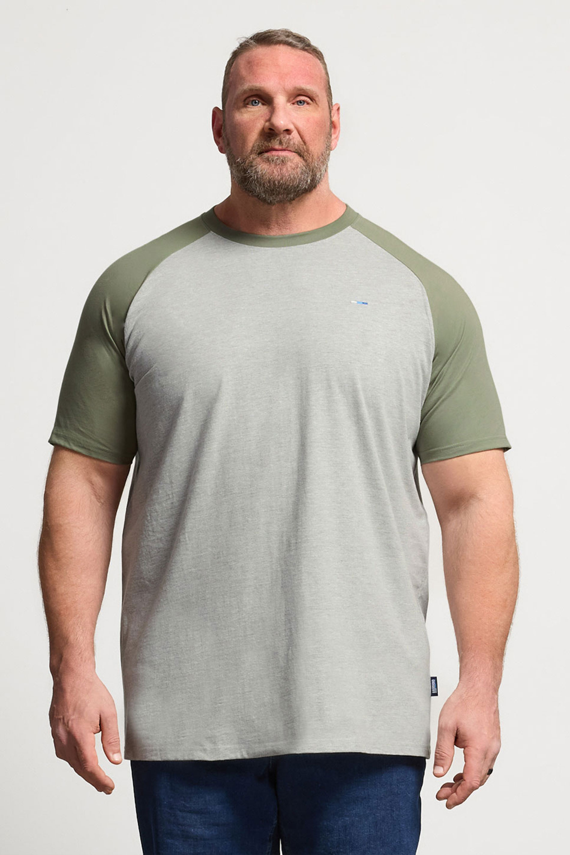 BadRhino Big & Tall Green & Grey Extra Long Raglan T-Shirt | BadRhino 3