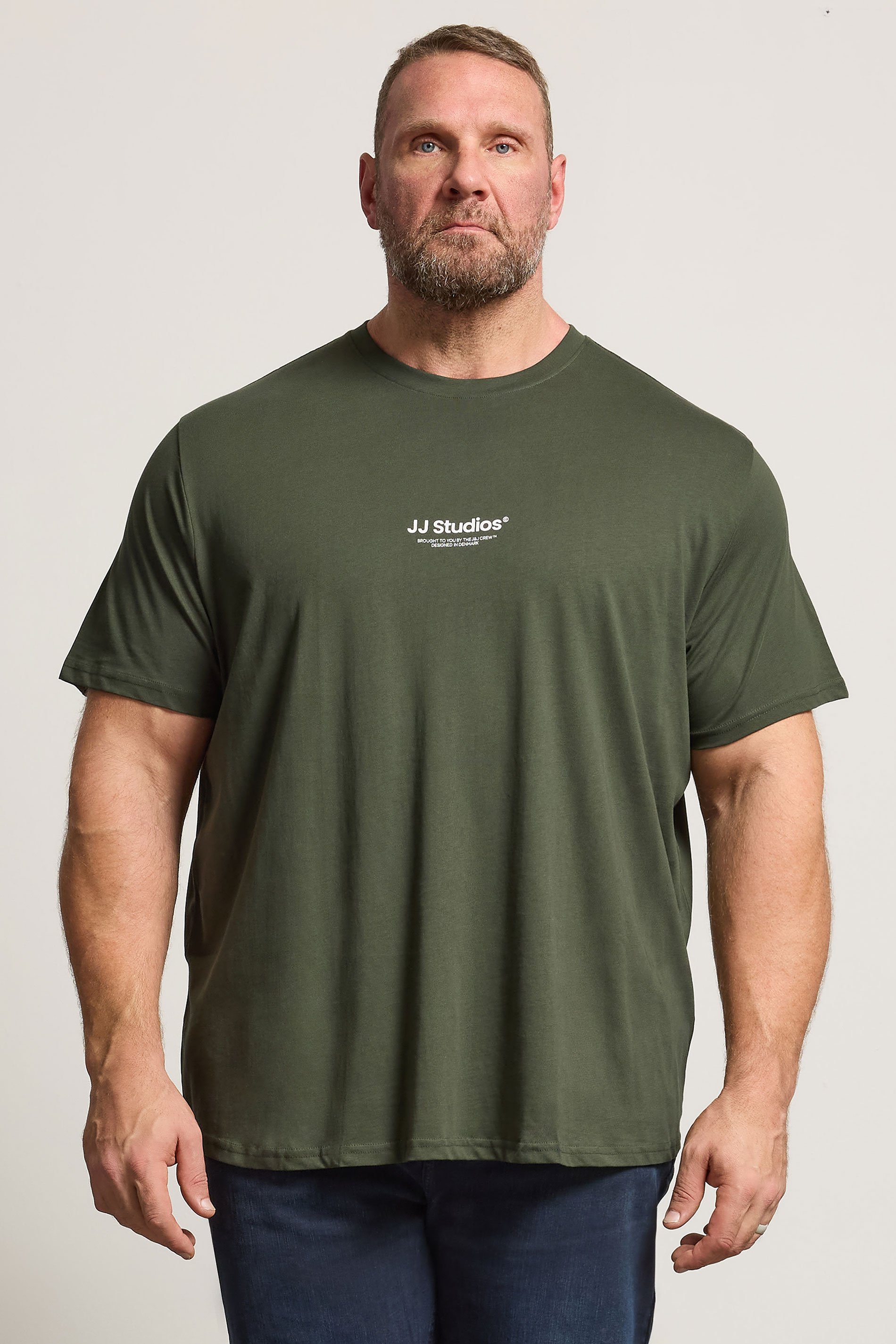 JACK & JONES Big & Tall Green JJ Studio T-Shirt | BadRhino 1