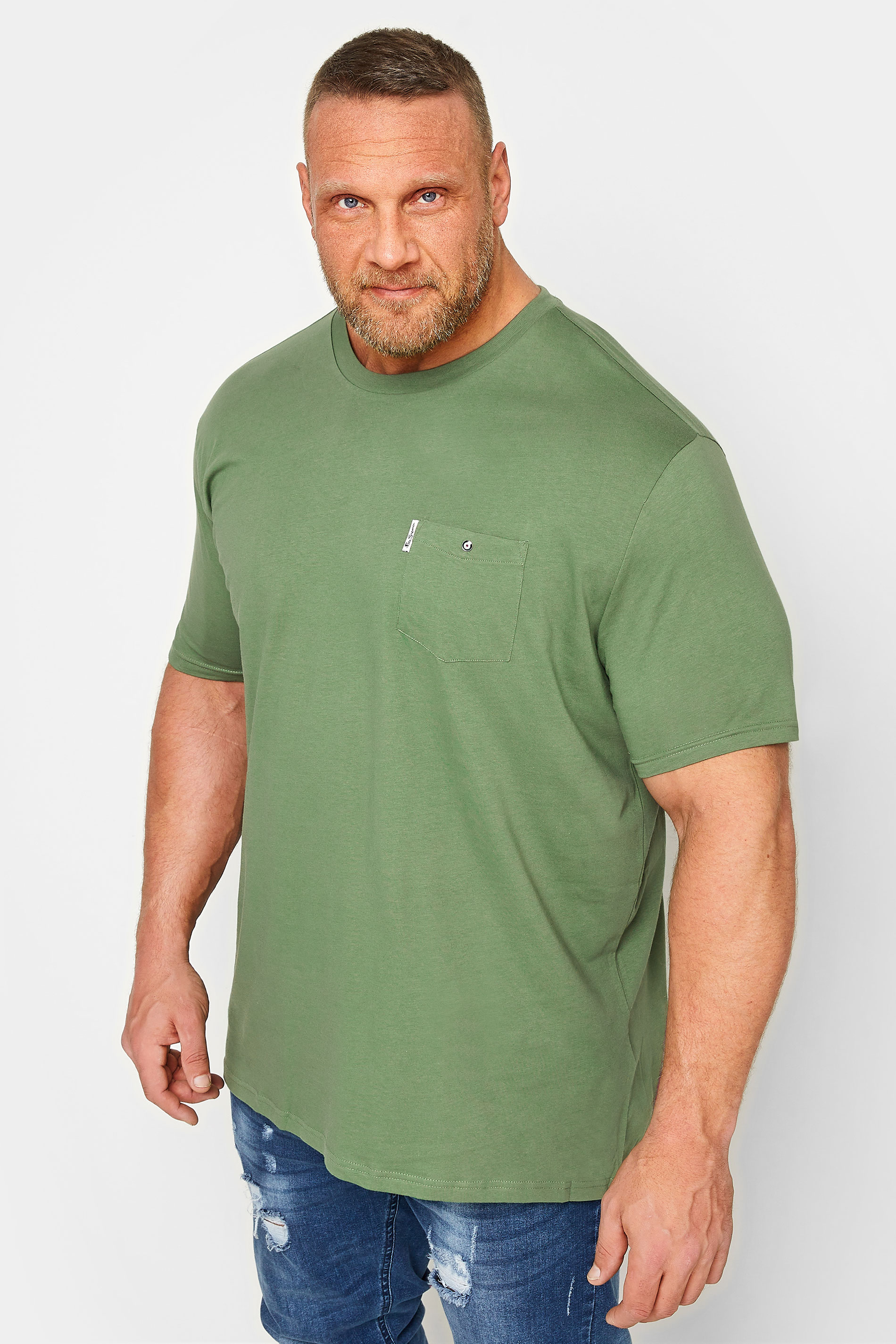 BEN SHERMAN Big & Tall Rich Fern Green Signature Pocket T-Shirt | BadRhino 1