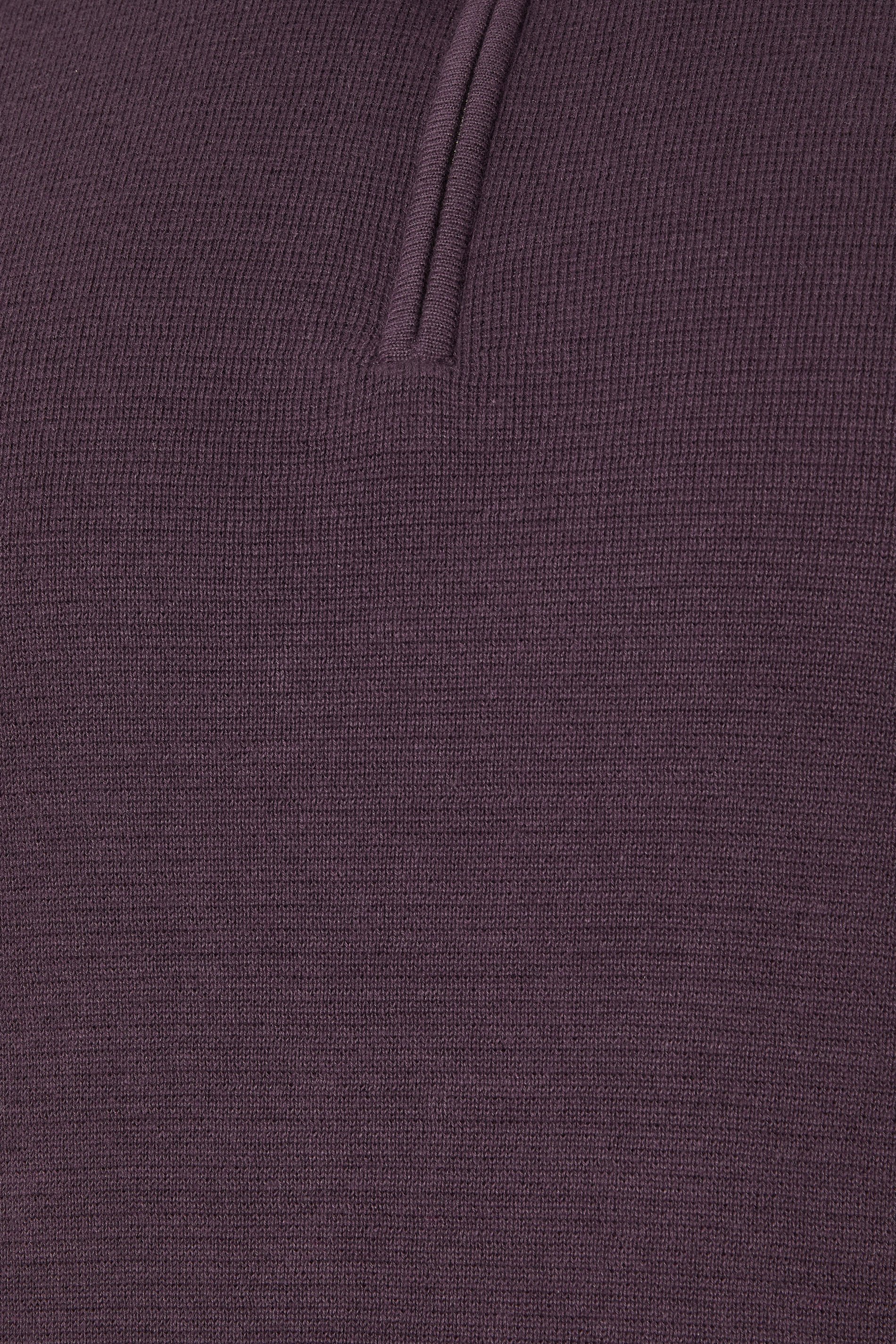 BadRhino Big & Tall Plum Purple Milano Quarter Zip Jumper | BadRhino 5