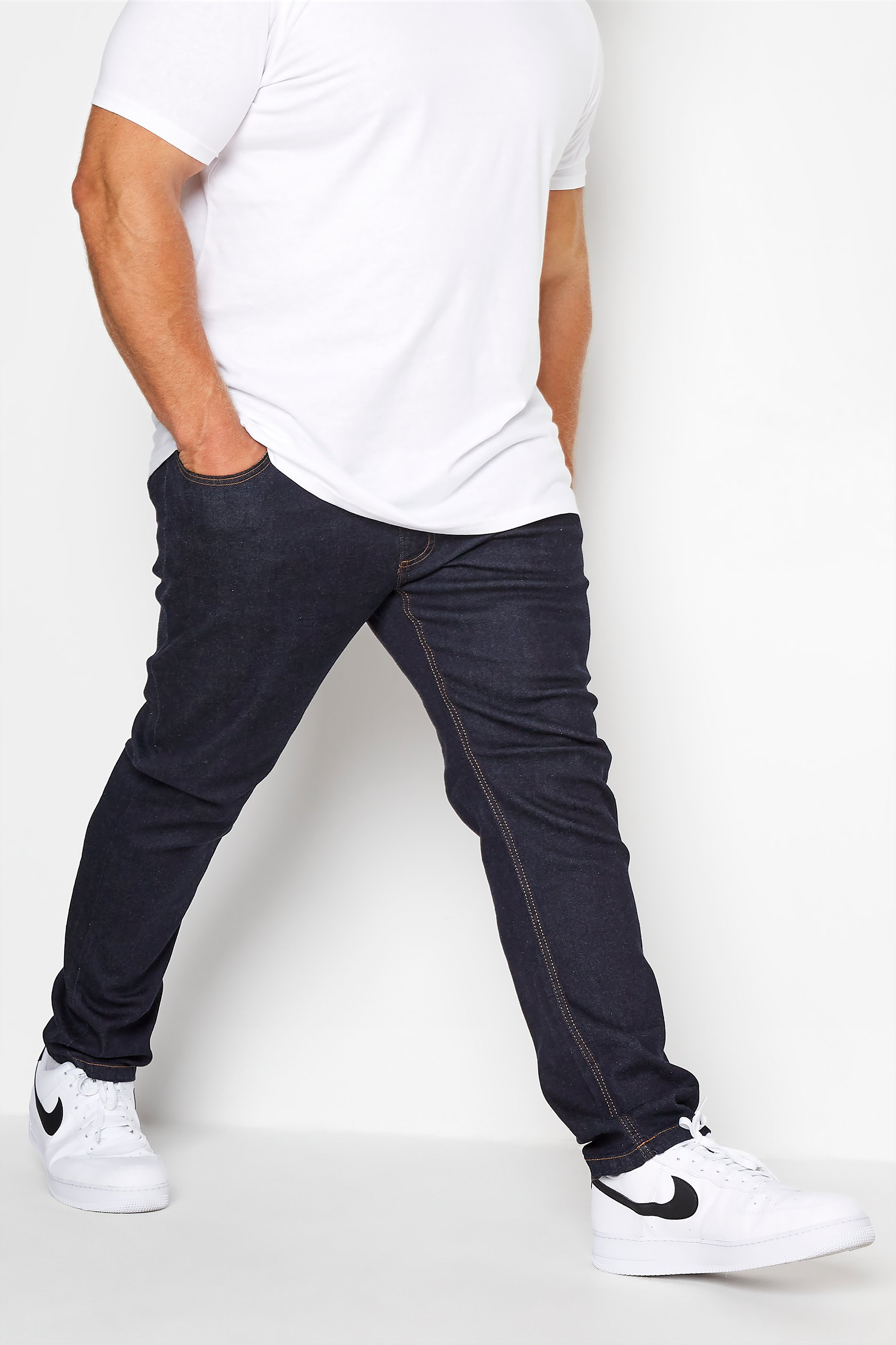 D555 Indigo Blue Tapered Stretch Jeans | BadRhino 1