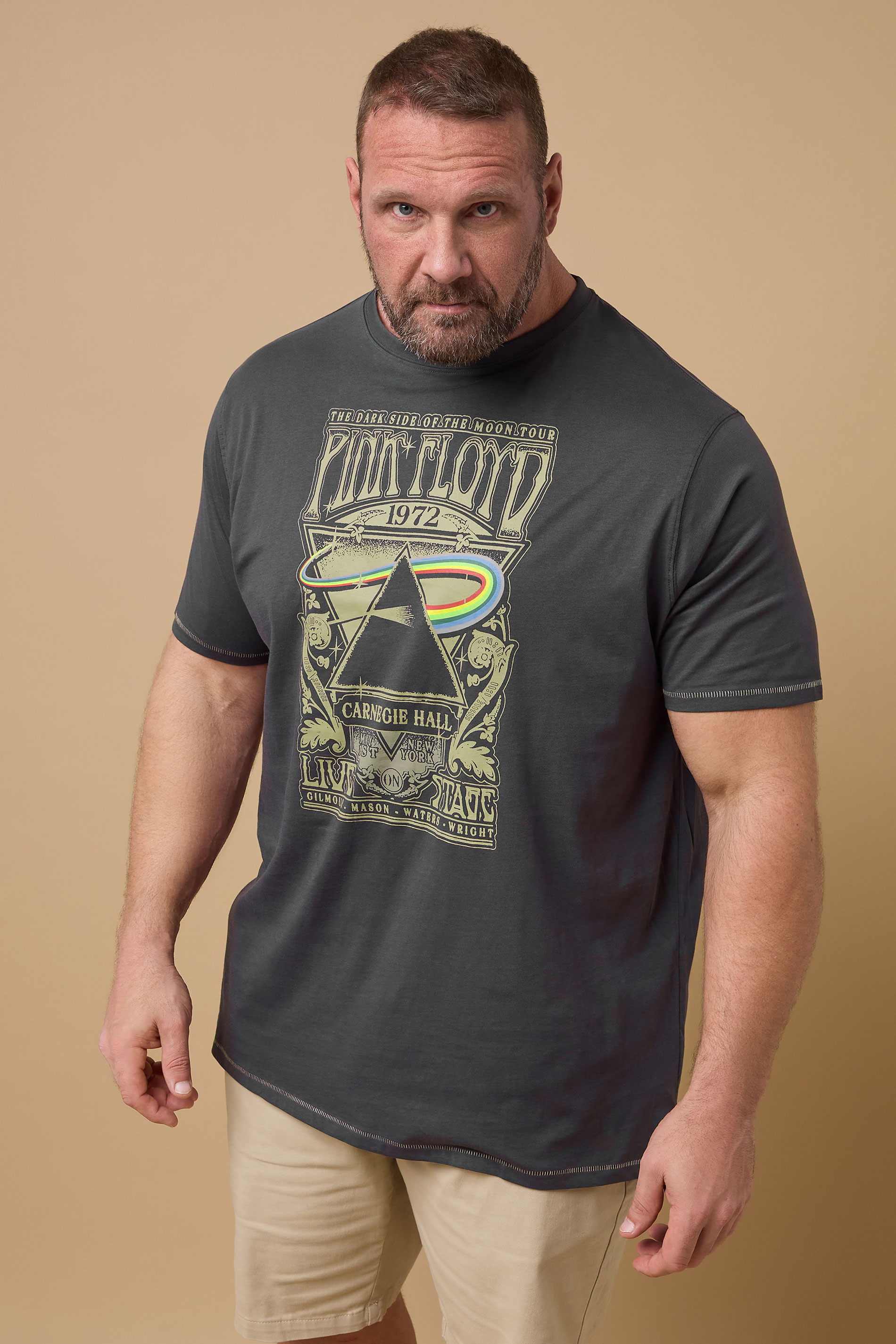 D555 Big & Tall Charcoal Grey 'Pink Floyd' T-Shirt | BadRhino 1