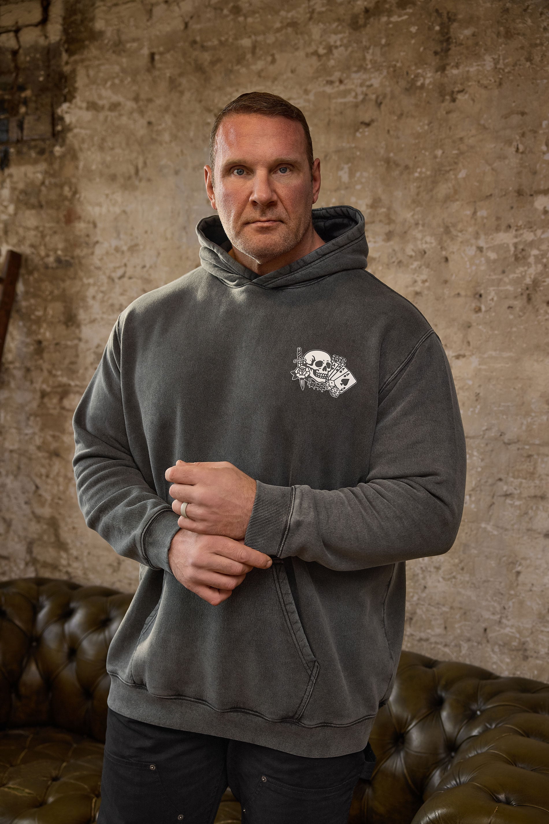 BadRhino Big & Tall Black Sun Bleached Tattoo Graphic Hoodie | BadRhino 3