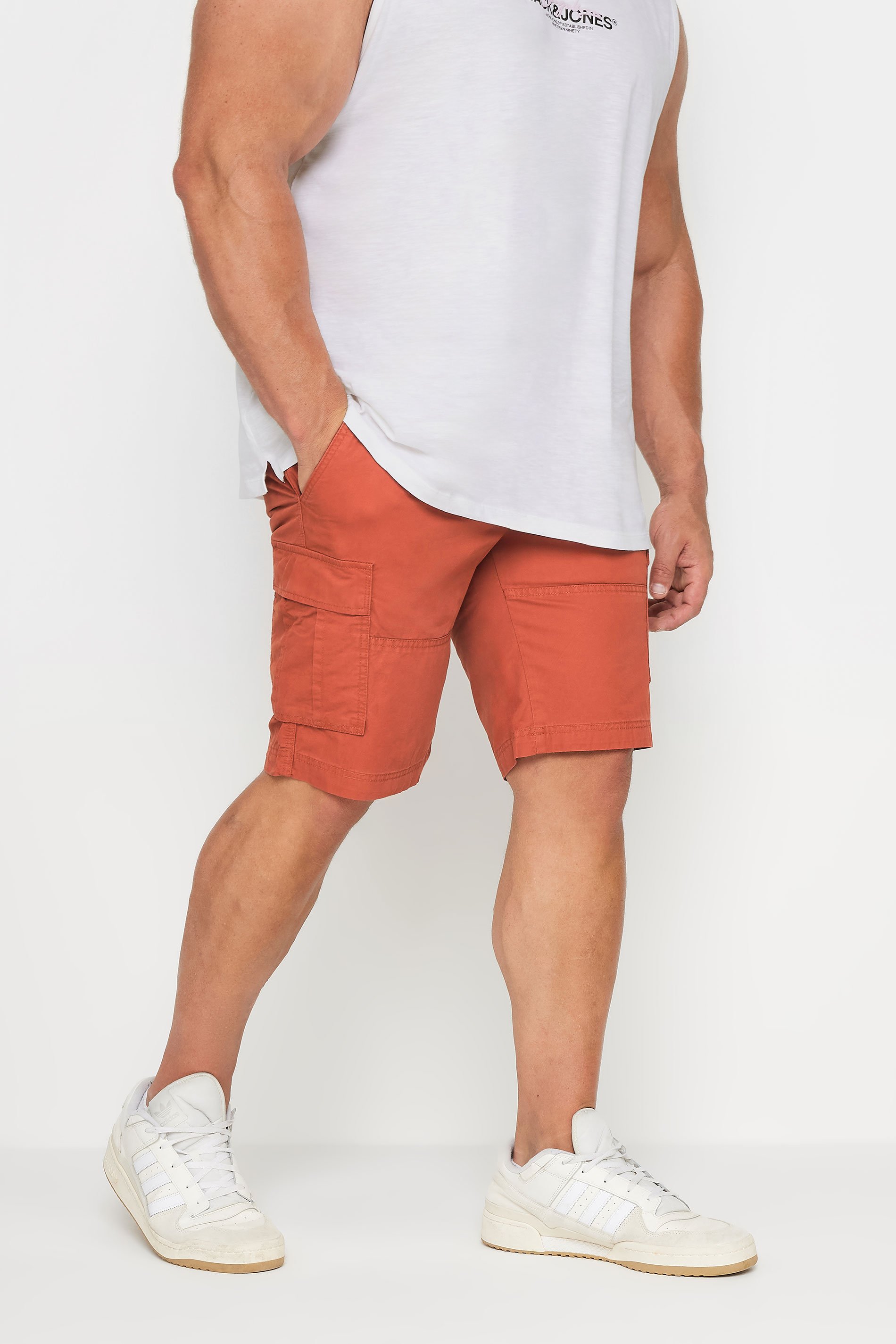 JACK & JONES Big & Tall Orange Cargo Shorts | BadRhino 1
