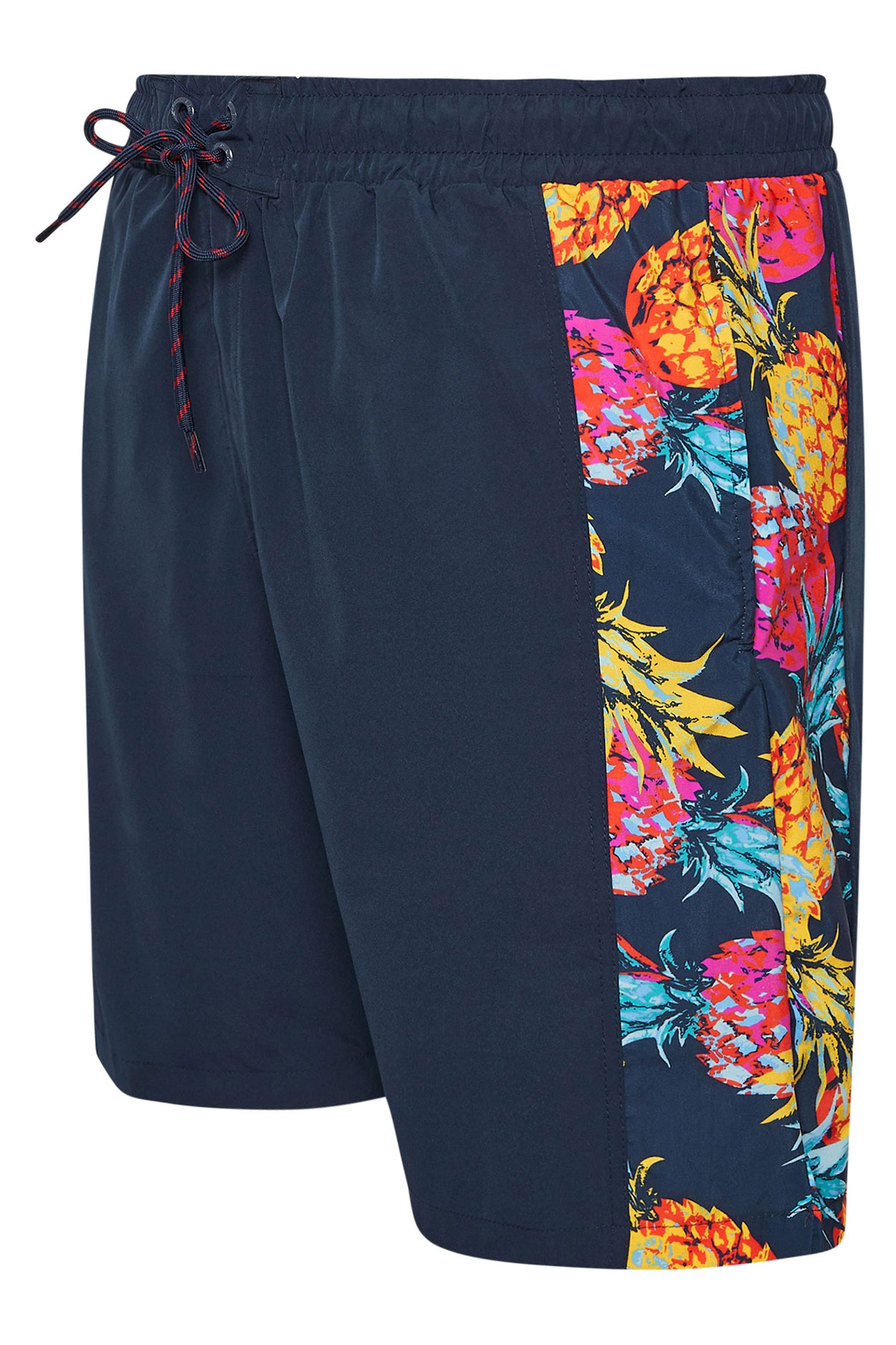 KAM Big & Tall Navy Blue Pineapple Swim Shorts | BadRhino 5