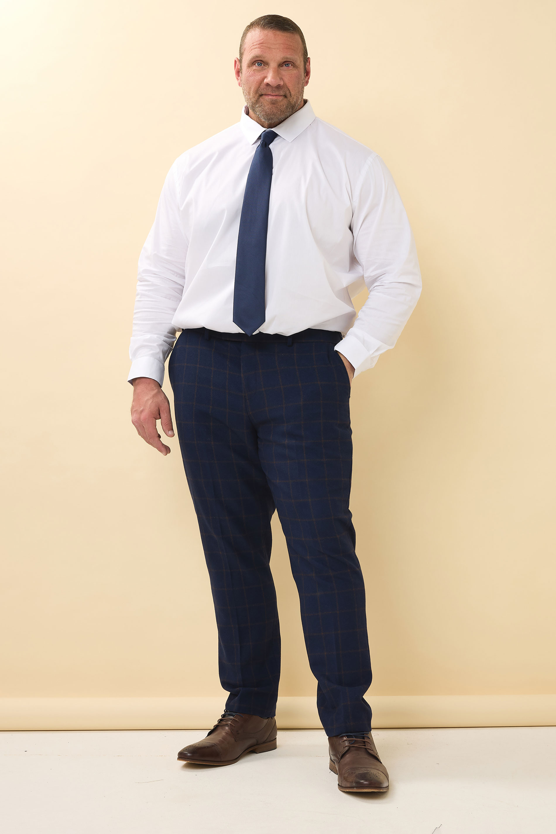 BadRhino Tailoring Big & Tall Navy Blue & Rust Orange Tweed Trousers | BadRhino 4