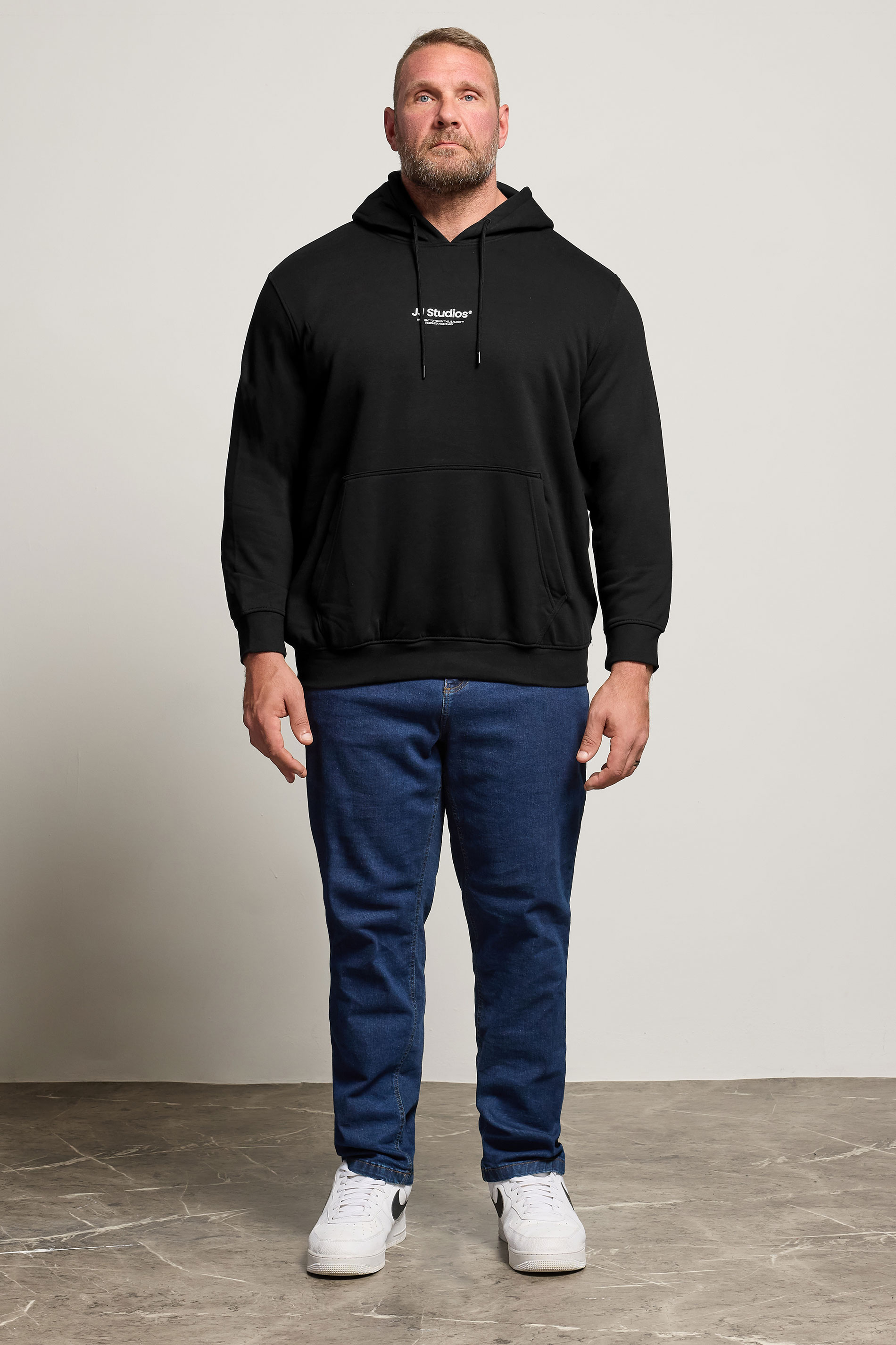 Jack & Jones Big & Tall Black JJ Studio Hoodie | BadRhino 2