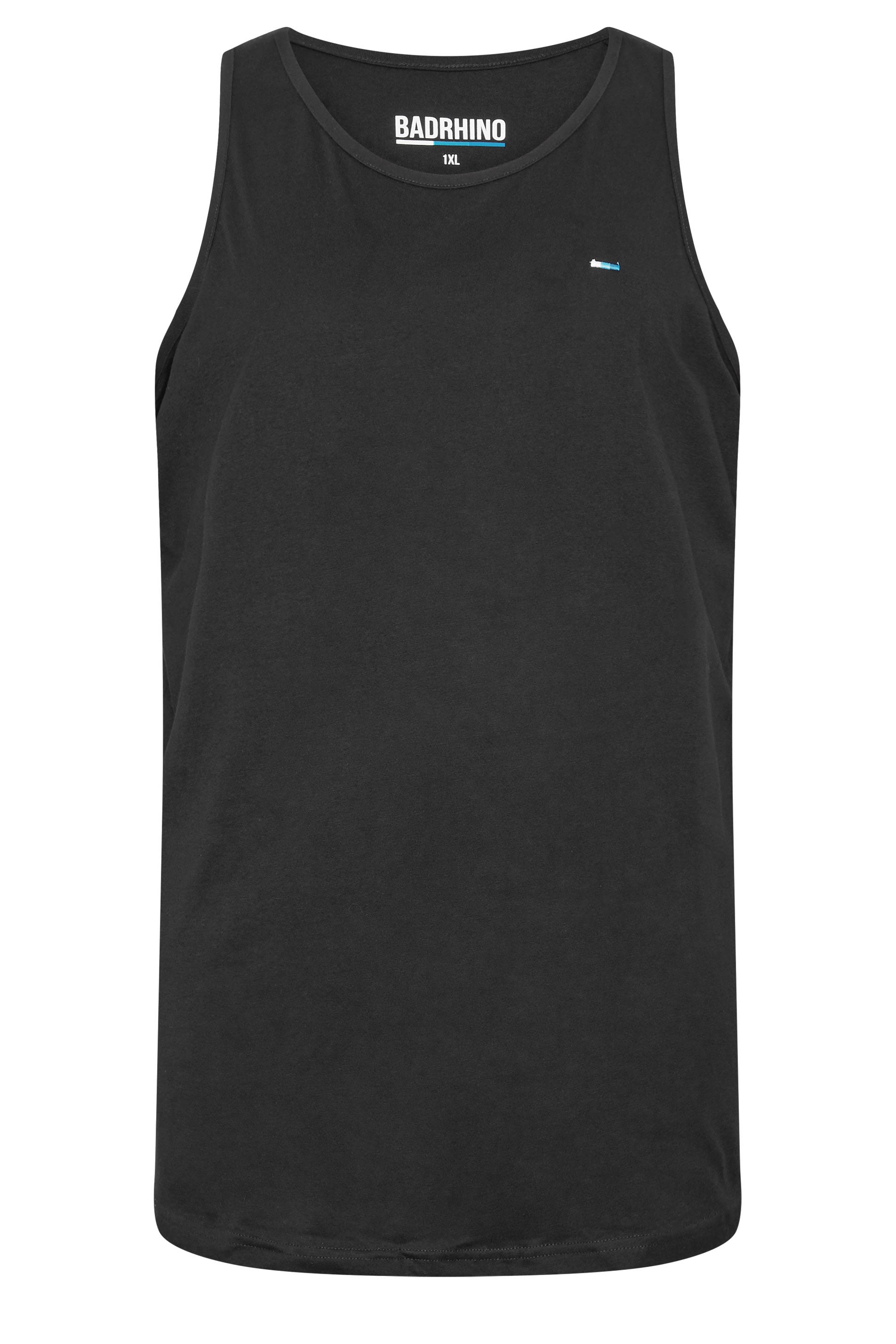 BadRhino Big & Tall 5 Pack Black Extra Long Plain Vest Top | BadRhino 6