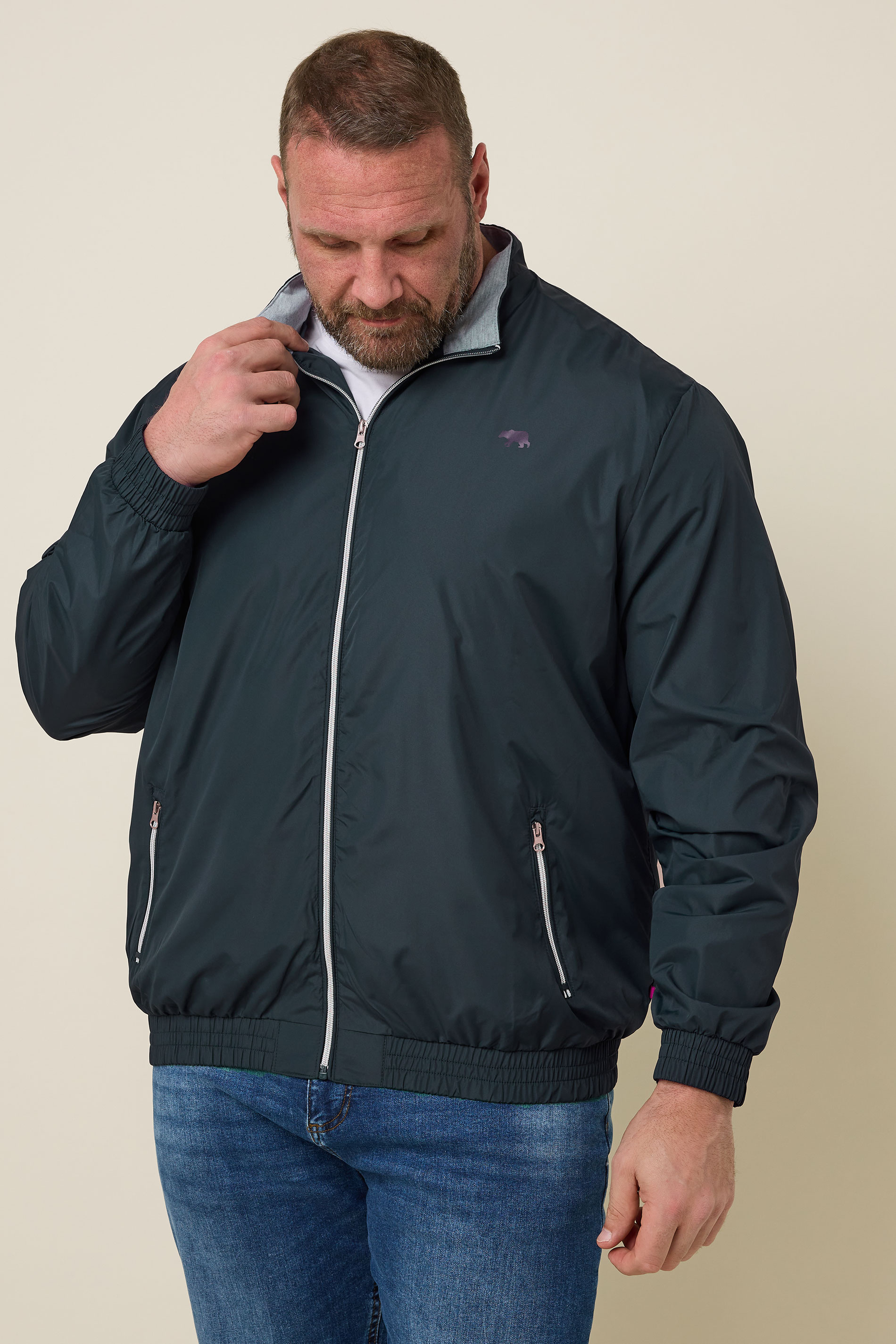 D555 Big & Tall Navy Blue Lightweight Zip Jacket | BadRhino 2