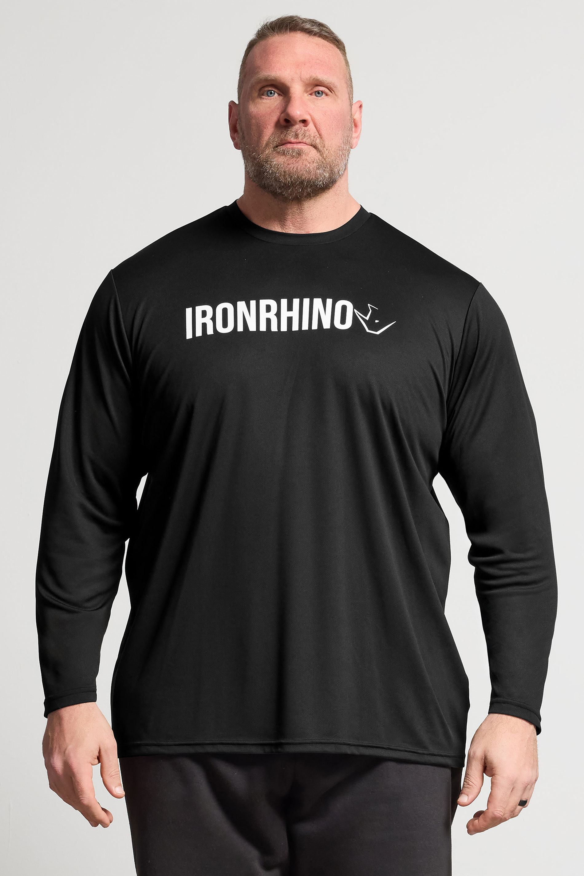 IronRhino Big & Tall Black Branded Performance Long Sleeve T-Shirt | BadRhino 1