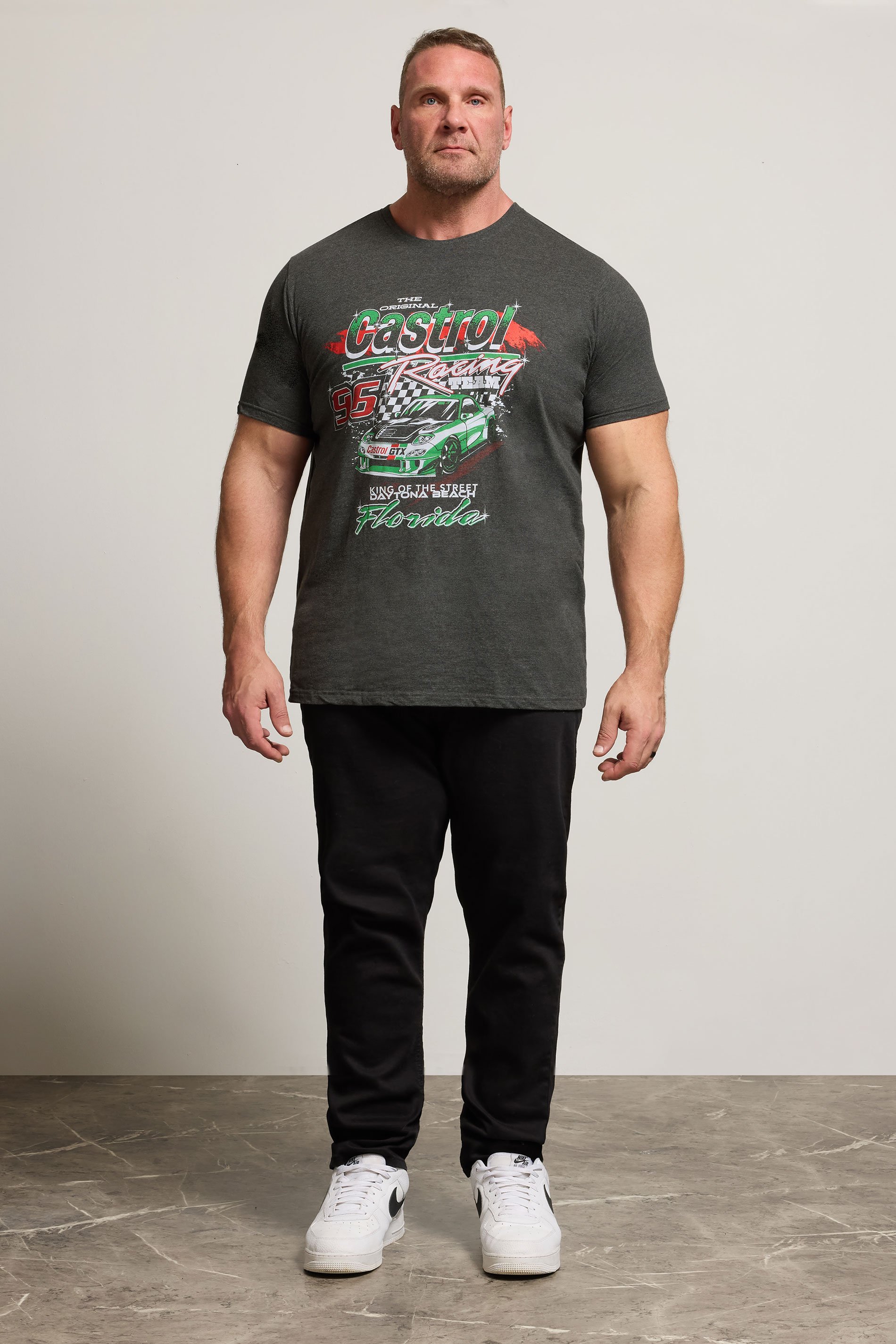 BadRhino Big & Tall Charcoal Grey Printed 'Castrol' T-Shirt | BadRhino 2