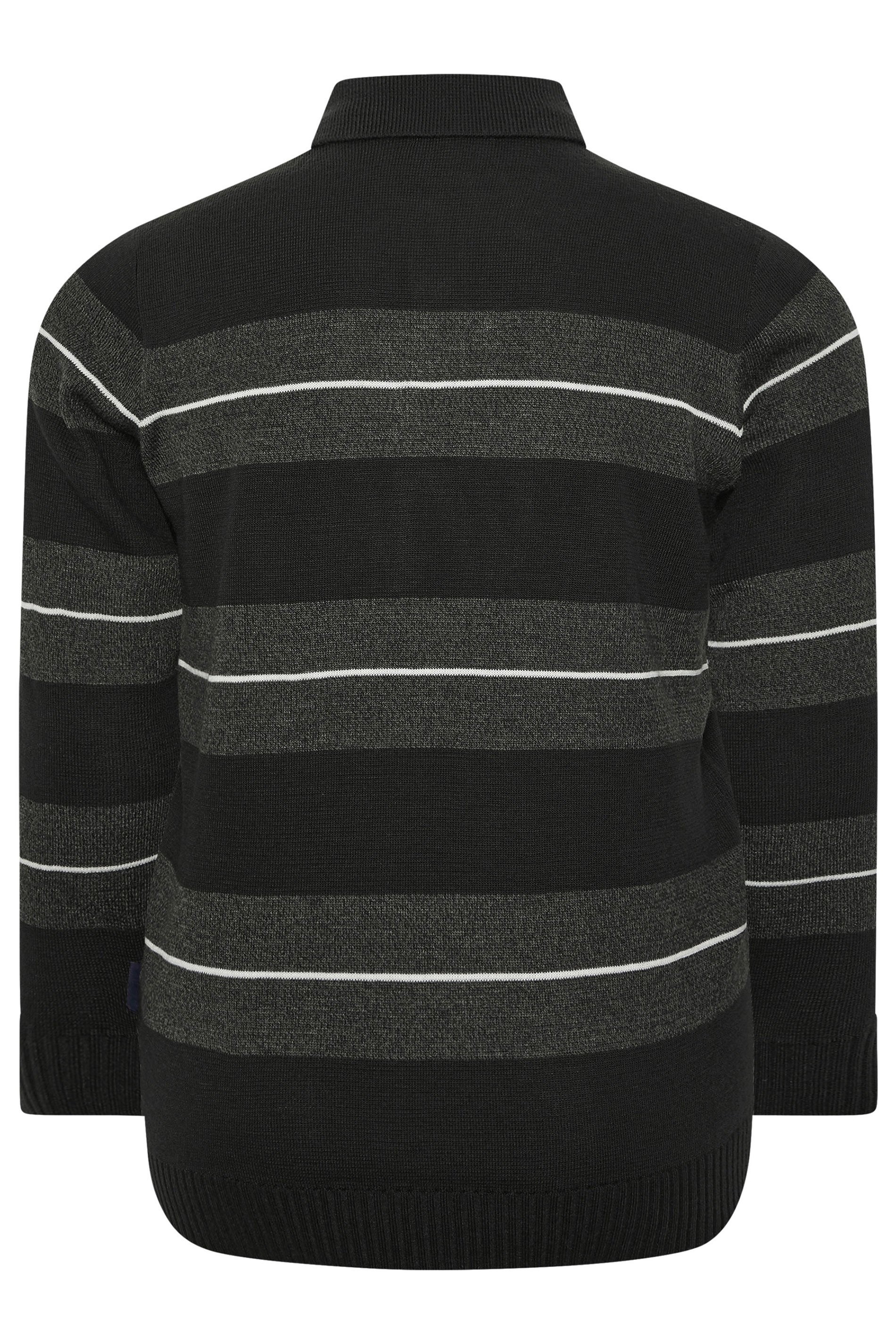 BadRhino Big & Tall Black Stripe Collared Knitted Jumper | BadRhino 2
