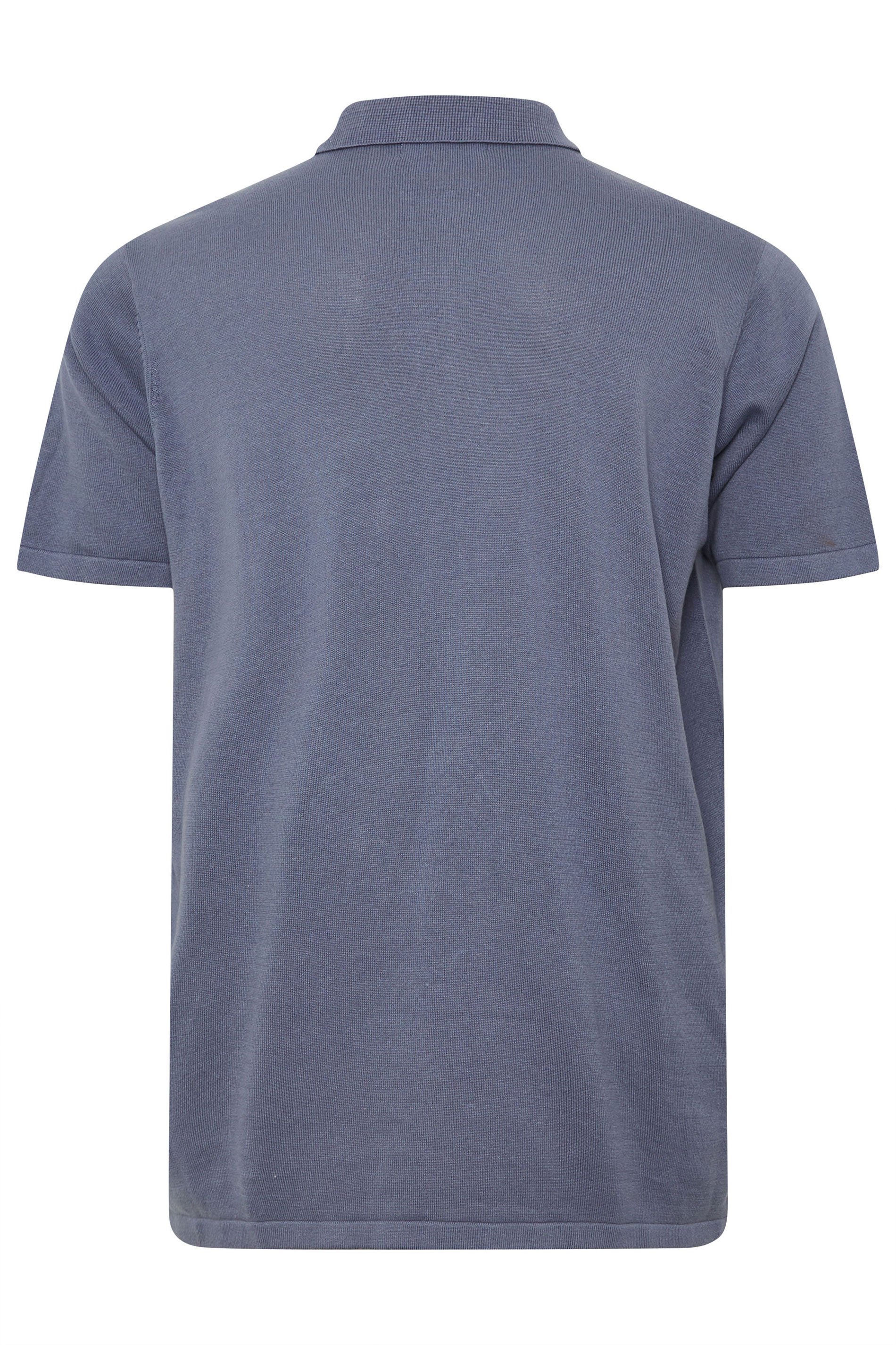 BadRhino Big & Tall Light Blue Knitted Short Sleeve Polo Shirt | BadRhino 3