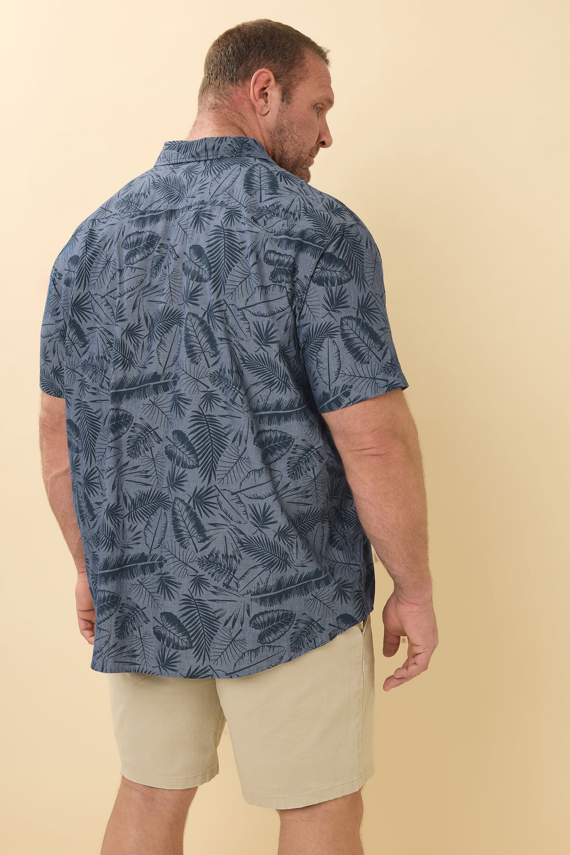 BadRhino Big & Tall Blue Chambray Leaf Shirt | BadRhino 4
