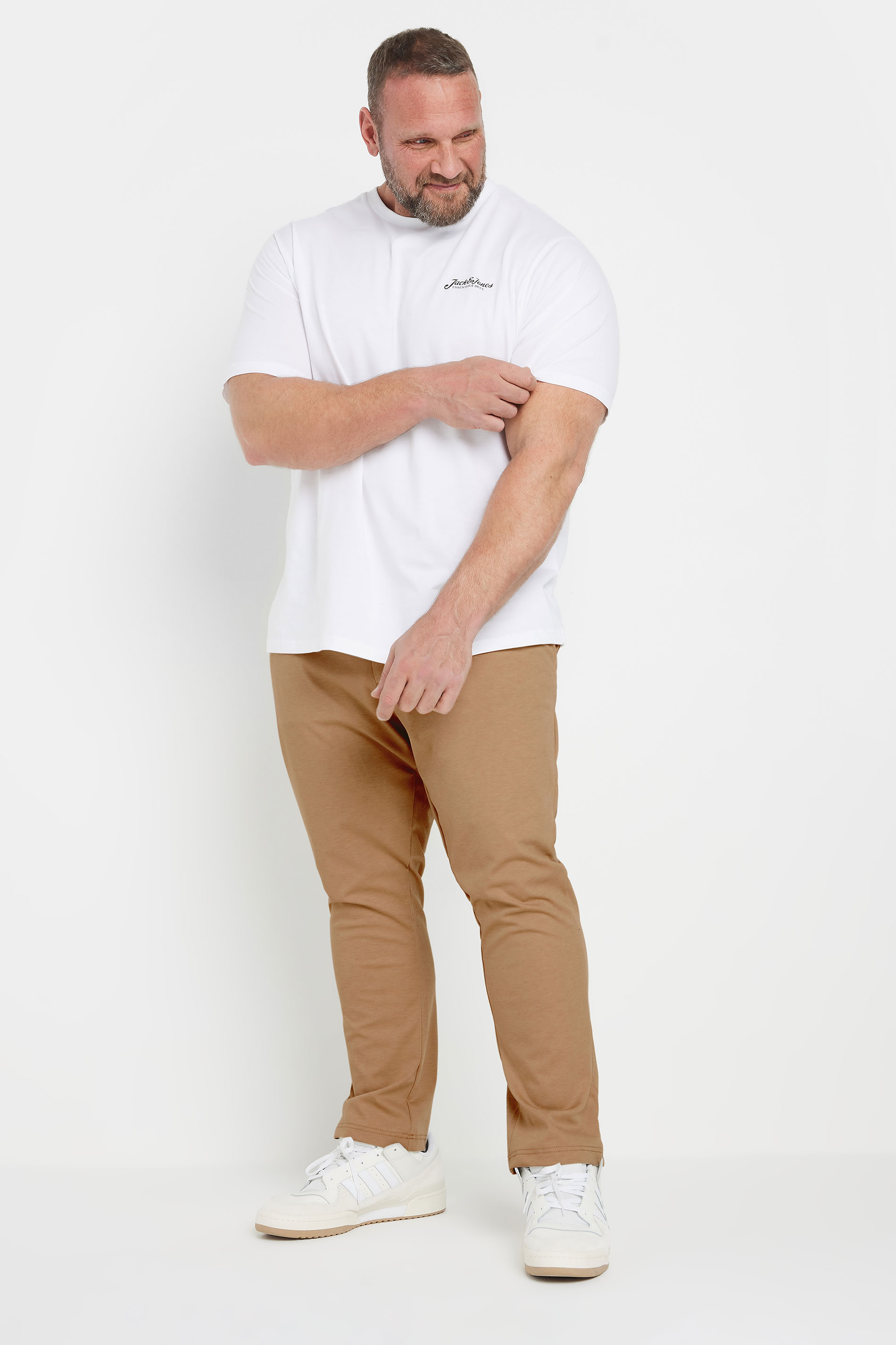 JACK & JONES Big & Tall Brown Straight Leg Chino Trousers | BadRhino  2
