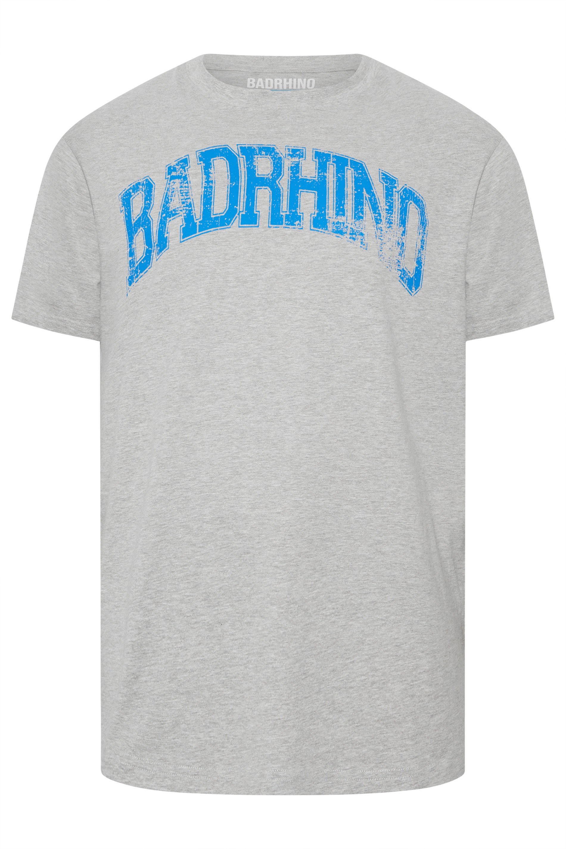 BadRhino Big & Tall Grey Extra Long Distressed Graphic T-Shirt | BadRhino 1