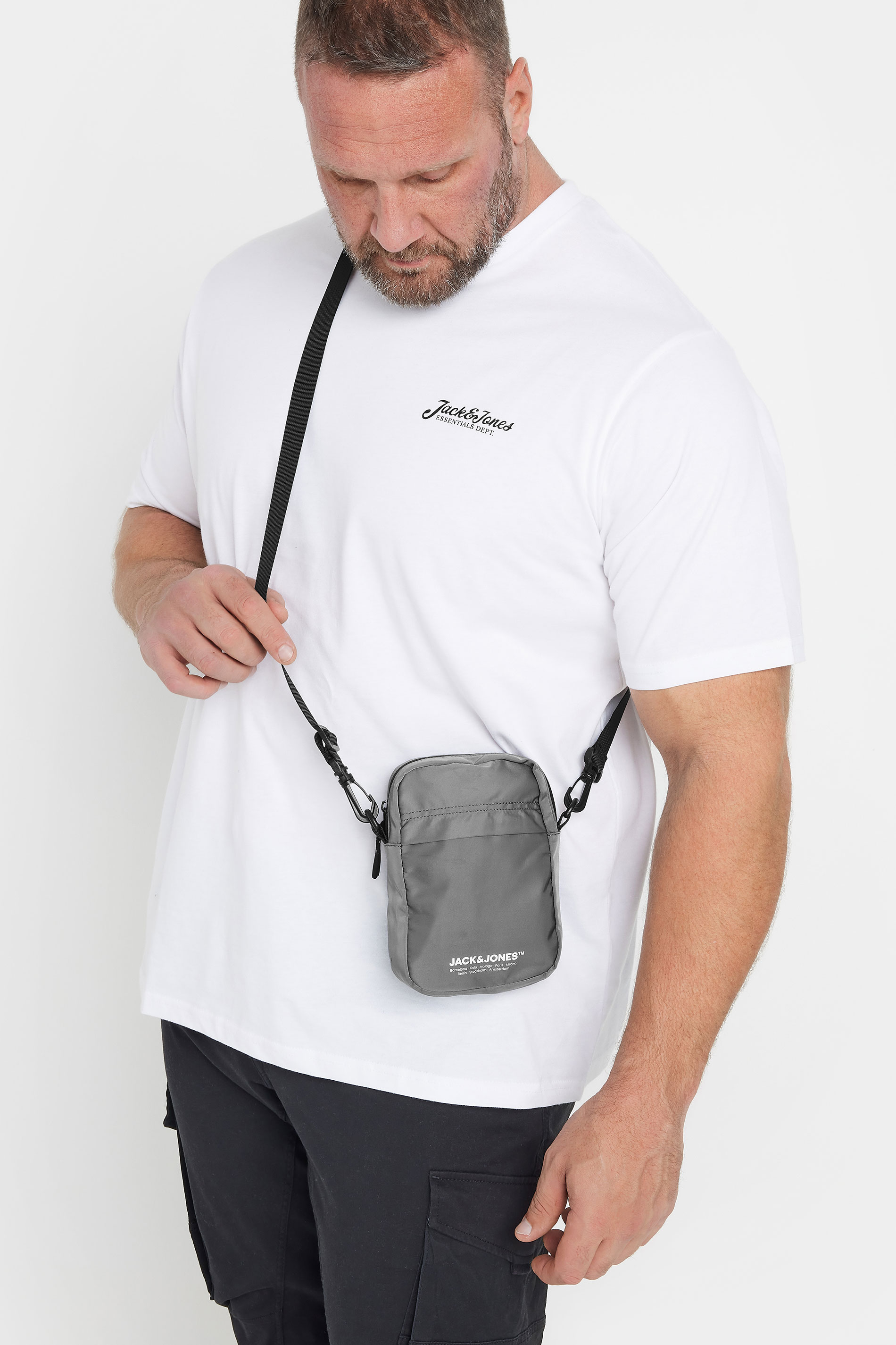 JACK & JONES Big & Tall Black Slingbag | BadRhino 1