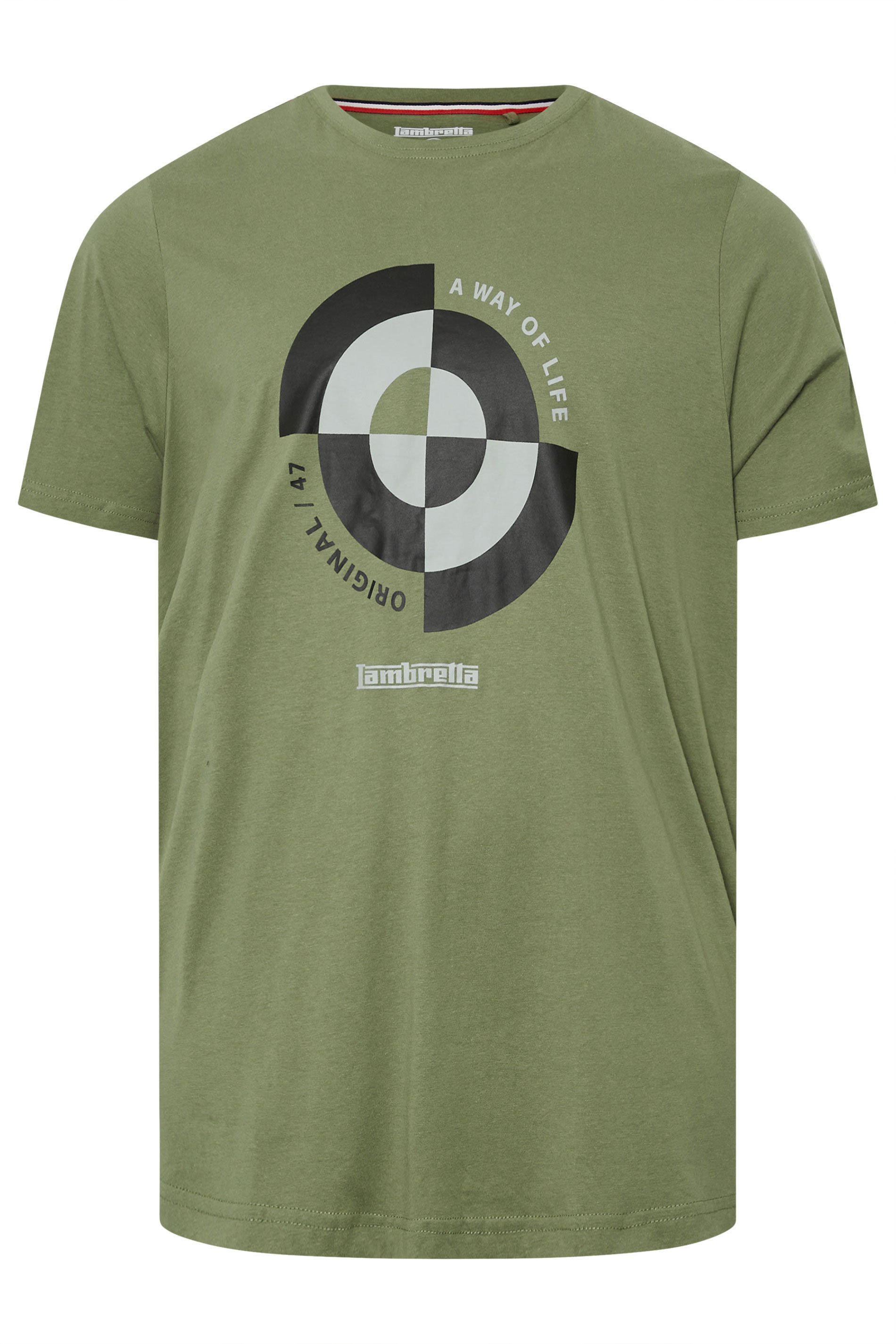 LAMBRETTA Big & Tall Khaki Green Target Quadrant T-Shirt | BadRhino 3