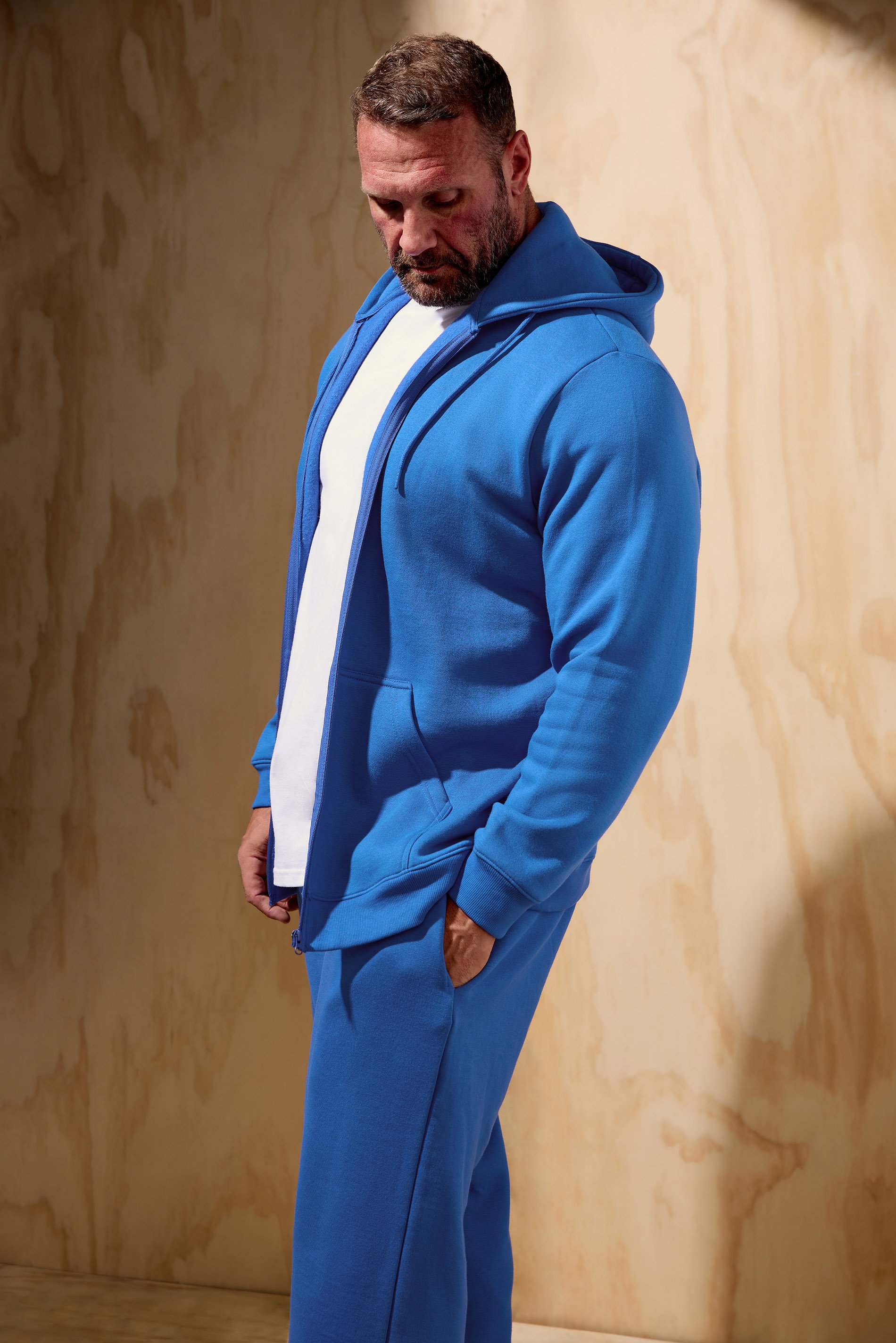 BadRhino Big & Tall Cobalt Blue Premium Zip Through Hoodie | BadRhino 1