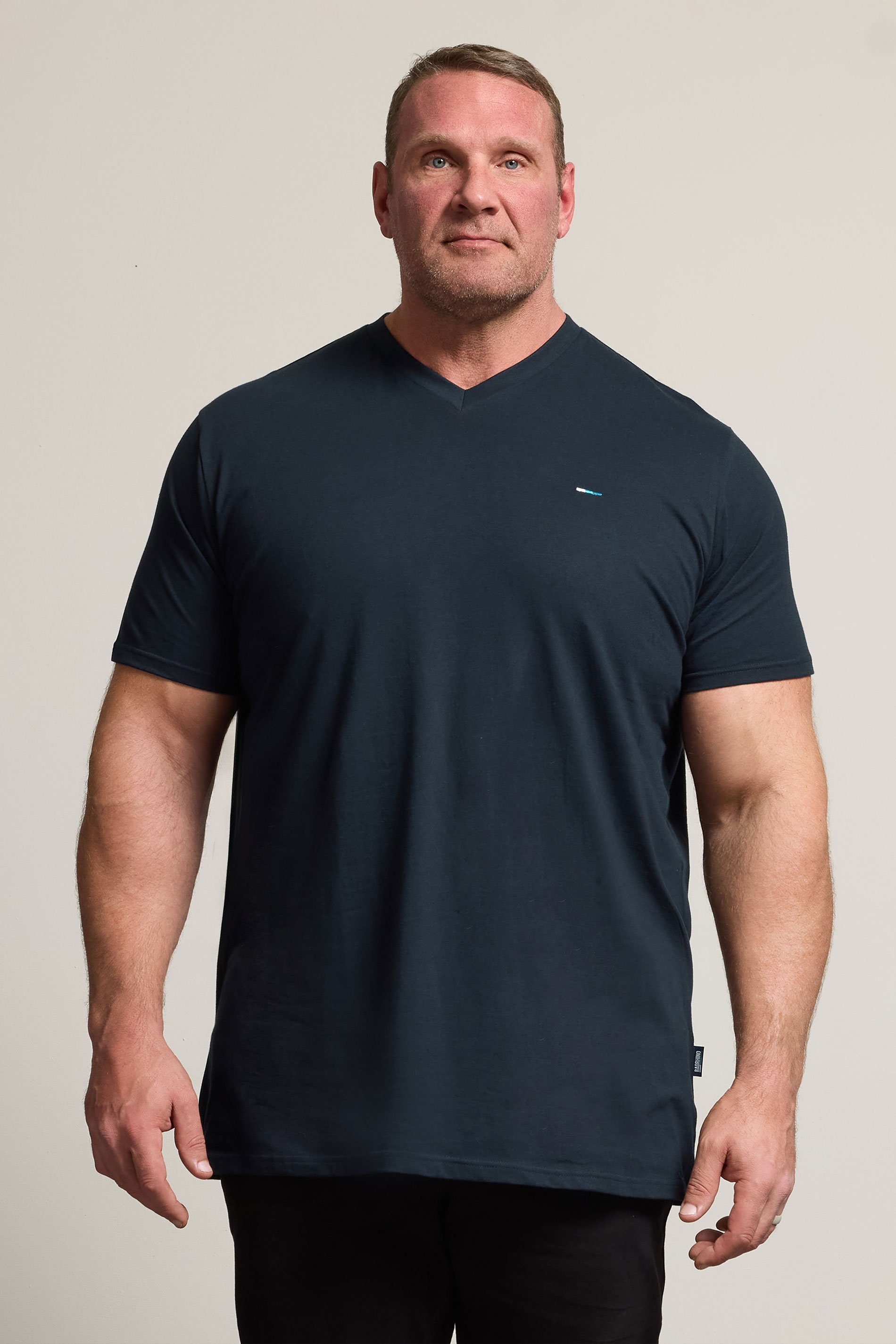 BadRhino Big & Tall Navy Blue Extra Long V-Neck T-Shirt | BadRhino 1