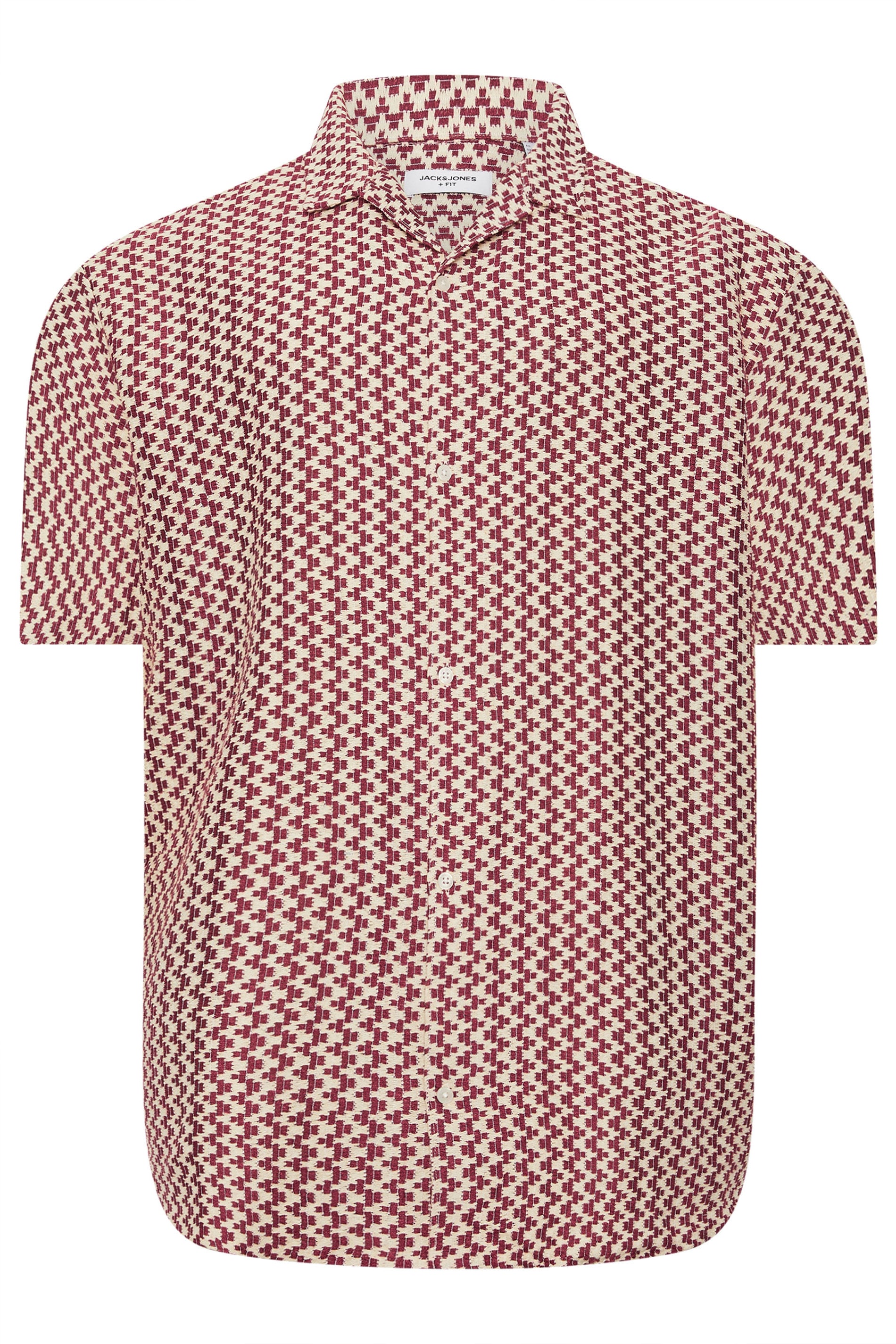 JACK & JONES Big & Tall Cabernet Red Crochet Shirt | BadRhino 2