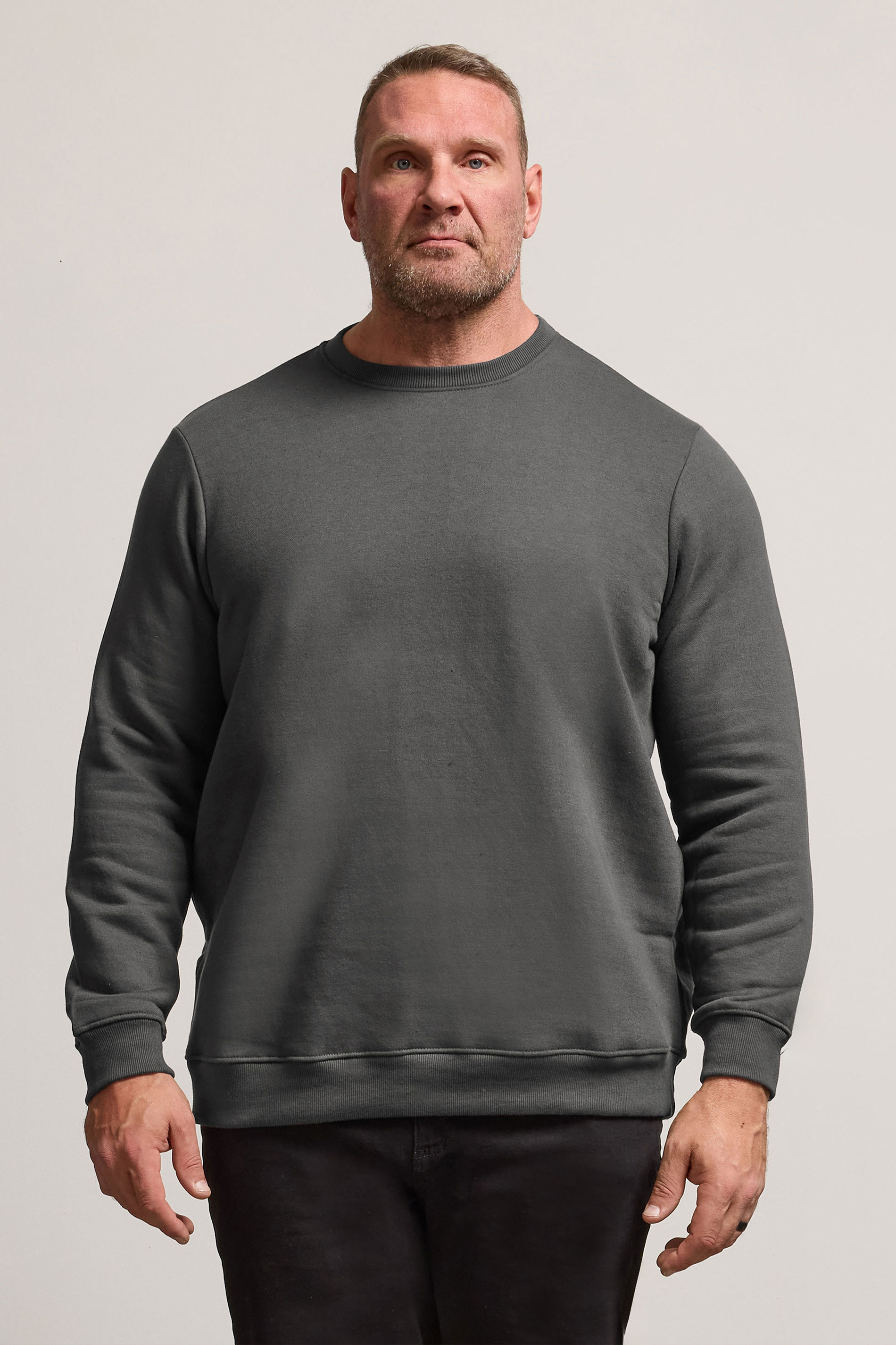BadRhino Big & Tall Grey Premium Crew Neck Sweatshirt | BadRhino 1