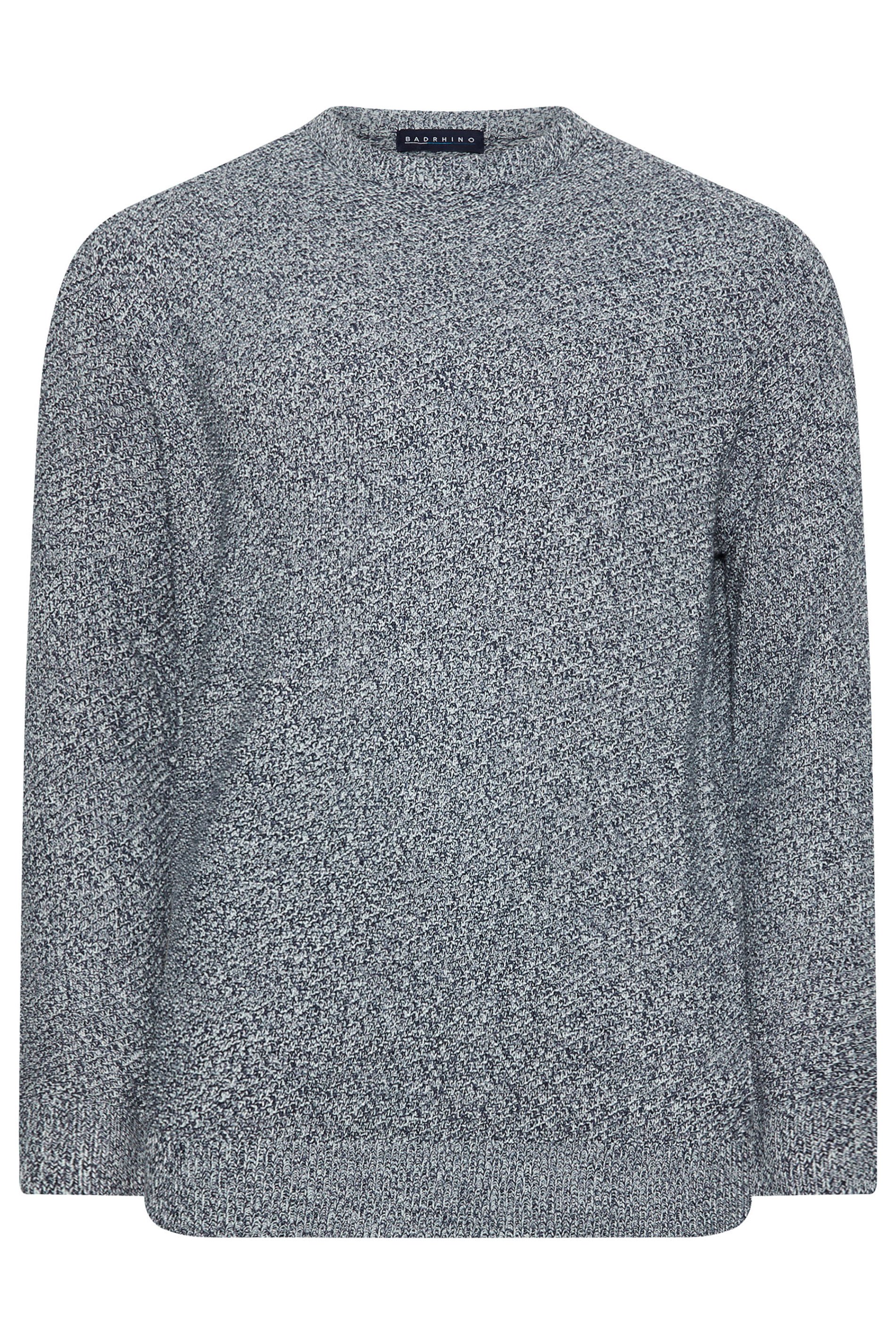 BadRhino Big & Tall Blue Crew Neck Knitted Jumper | BadRhino 7