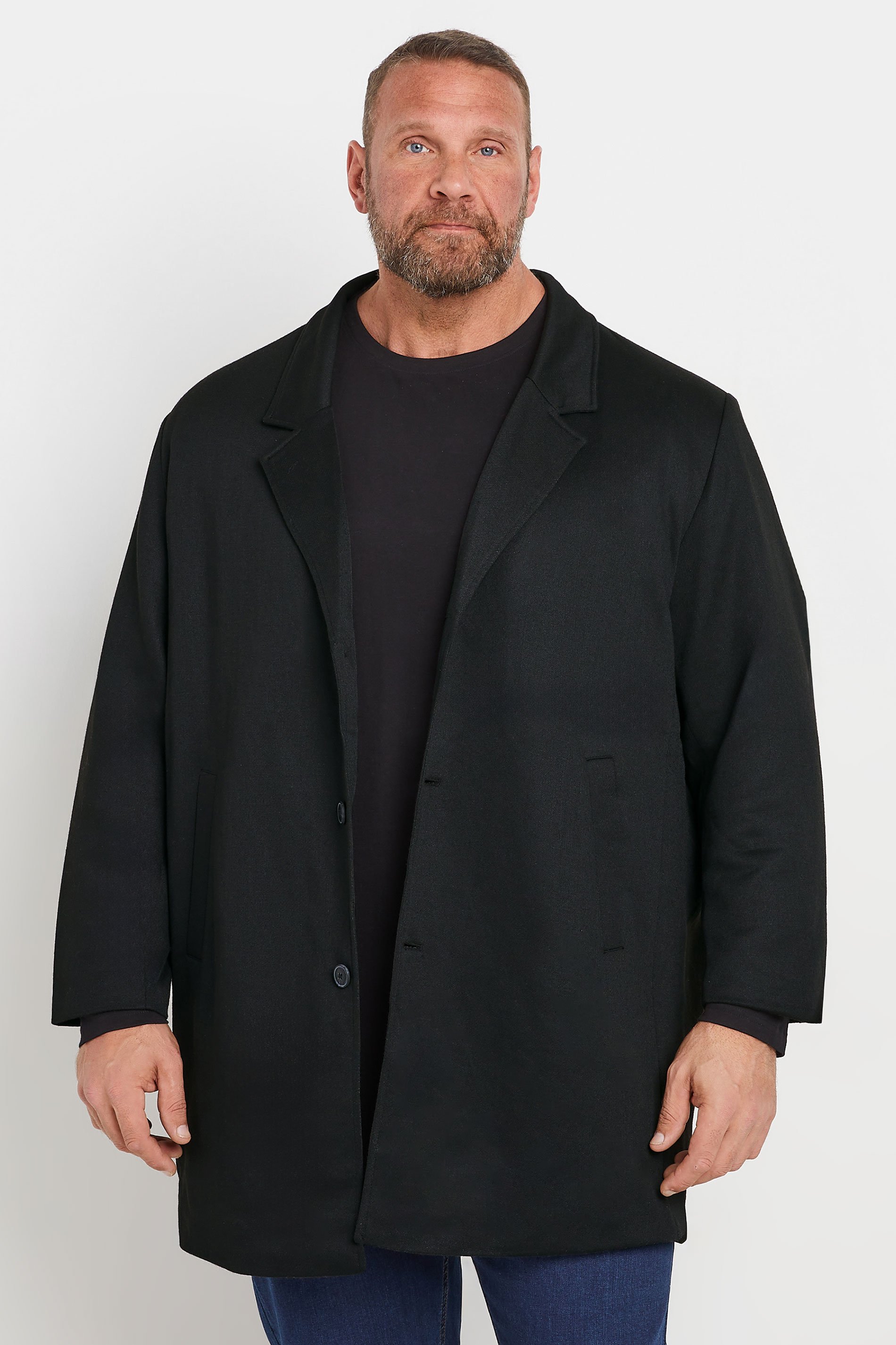 JACK JONES Big Tall Black Formal Coat