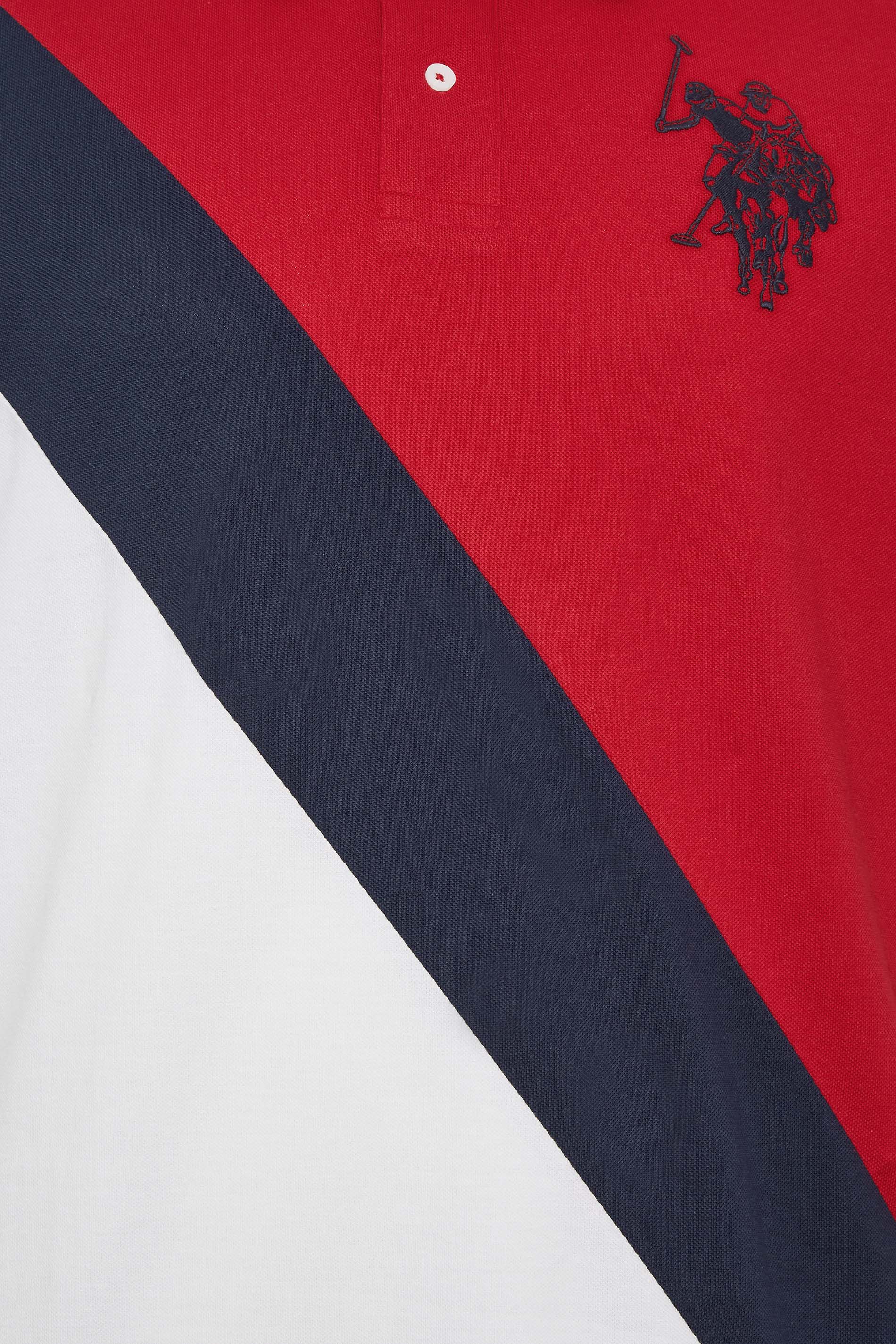 U.S. POLO ASSN. Big & Tall Red Angle Cut & Sew Polo Shirt | BadRhino 2