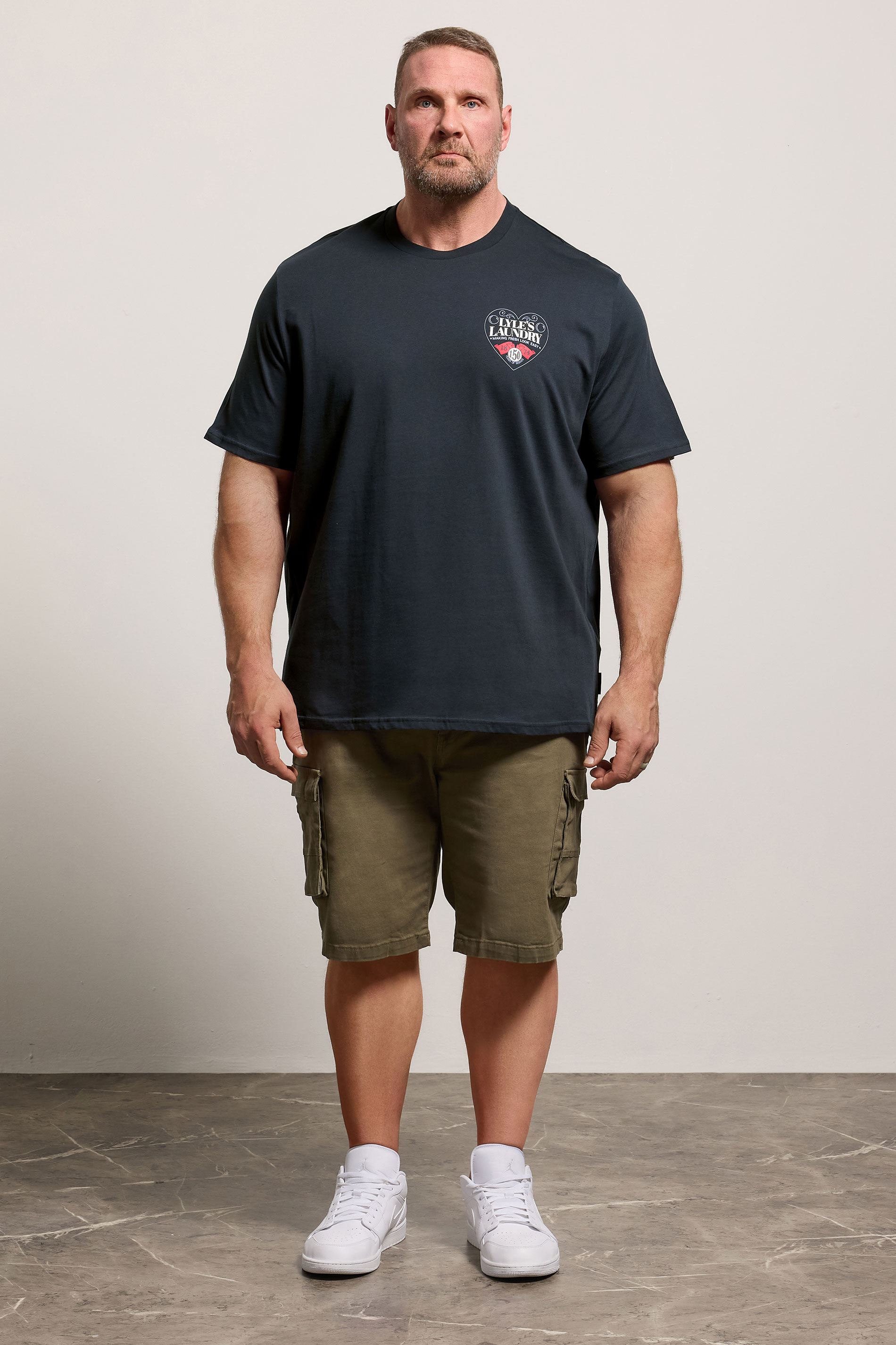 LYLE & SCOTT Big & Tall Navy Blue Laundry Graphic T-Shirt | BadRhino 1