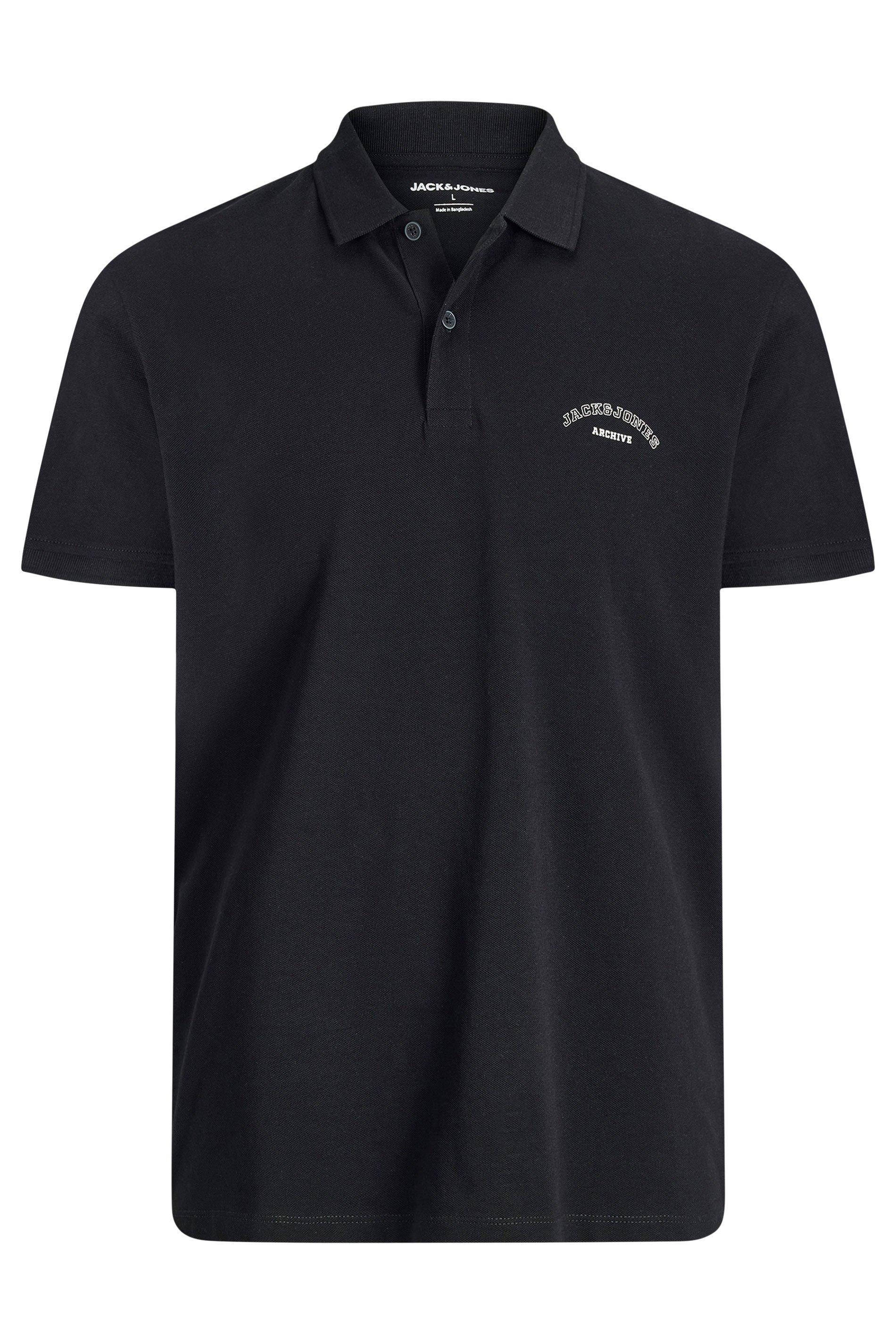 JACK & JONES Big & Tall Black Archive Polo Shirt | BadRhino 1