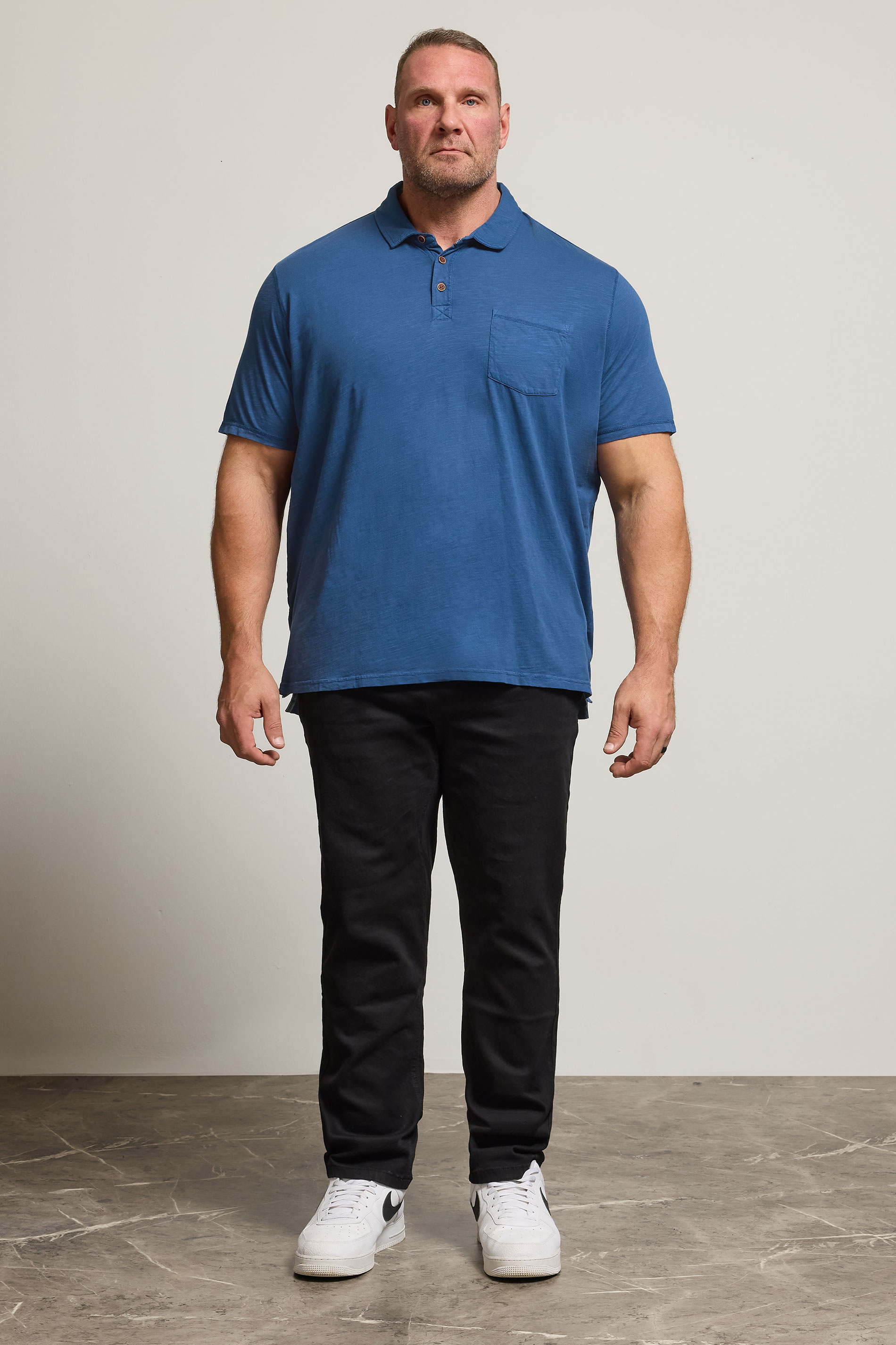 BadRhino Big & Tall Denim Blue Slub Polo Shirt | BadRhino 2