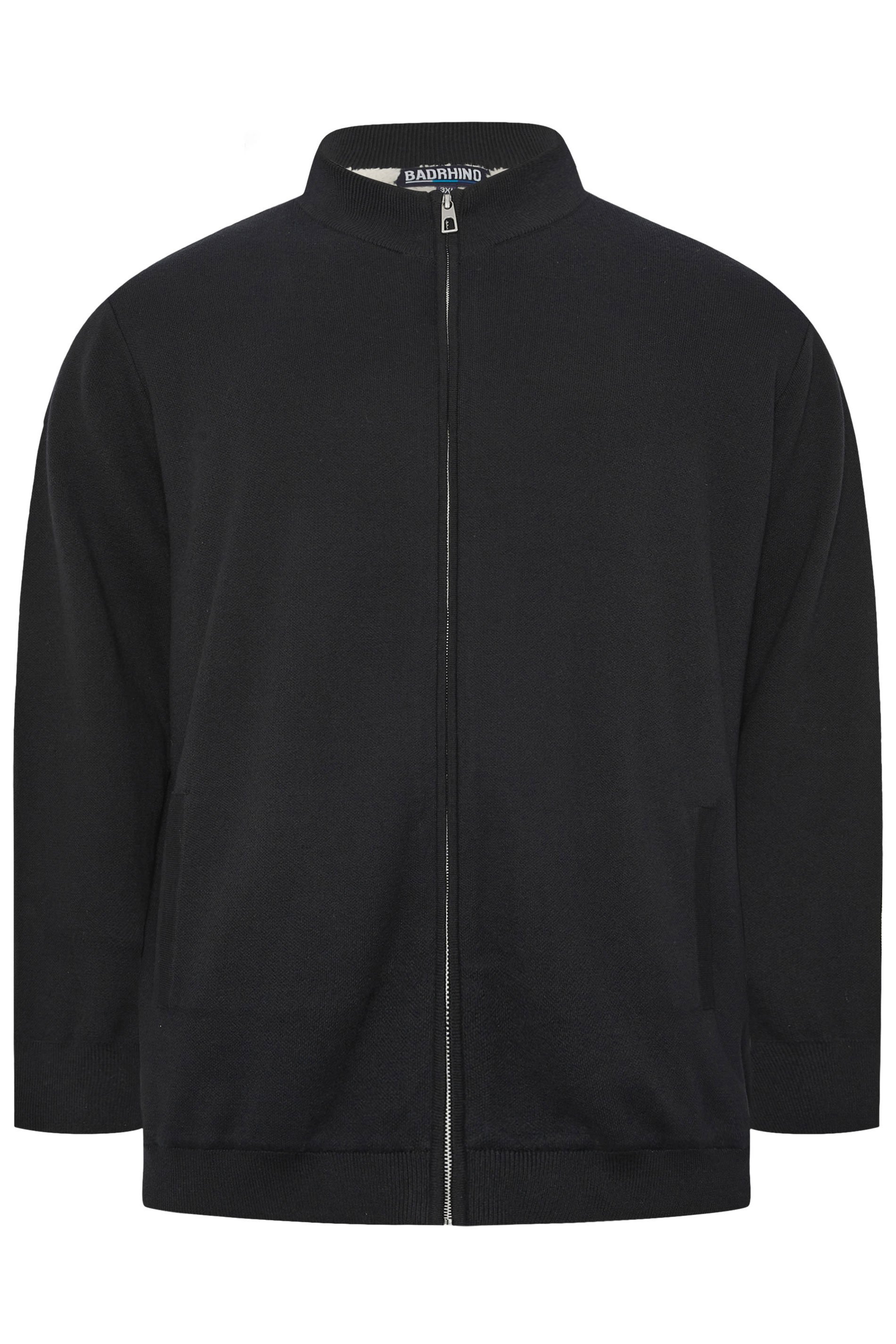 BadRhino Big & Tall Black Knitted Borg Zip Up | BadRhino 6