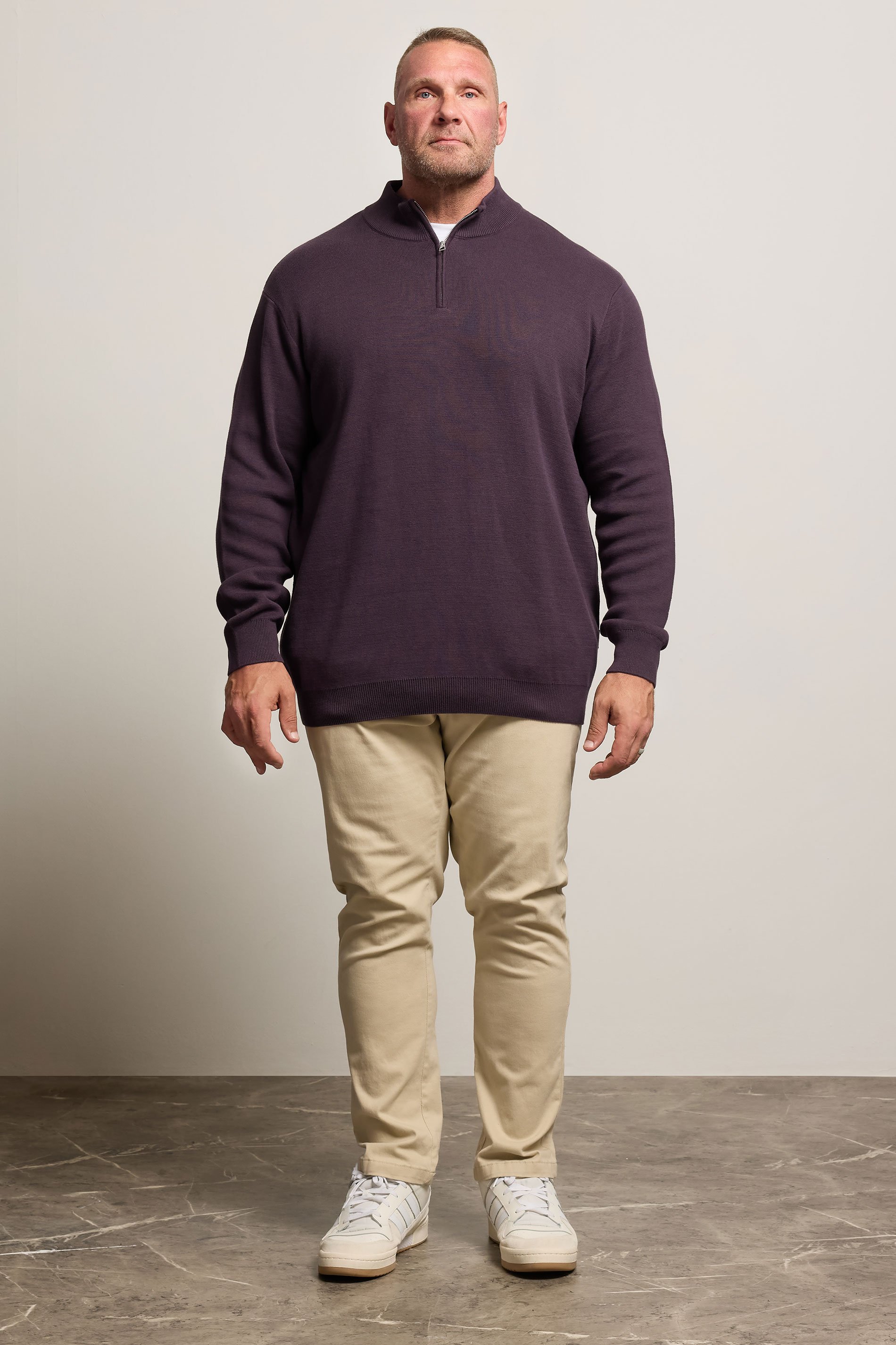 BadRhino Big & Tall Plum Purple Milano Quarter Zip Jumper | BadRhino 2